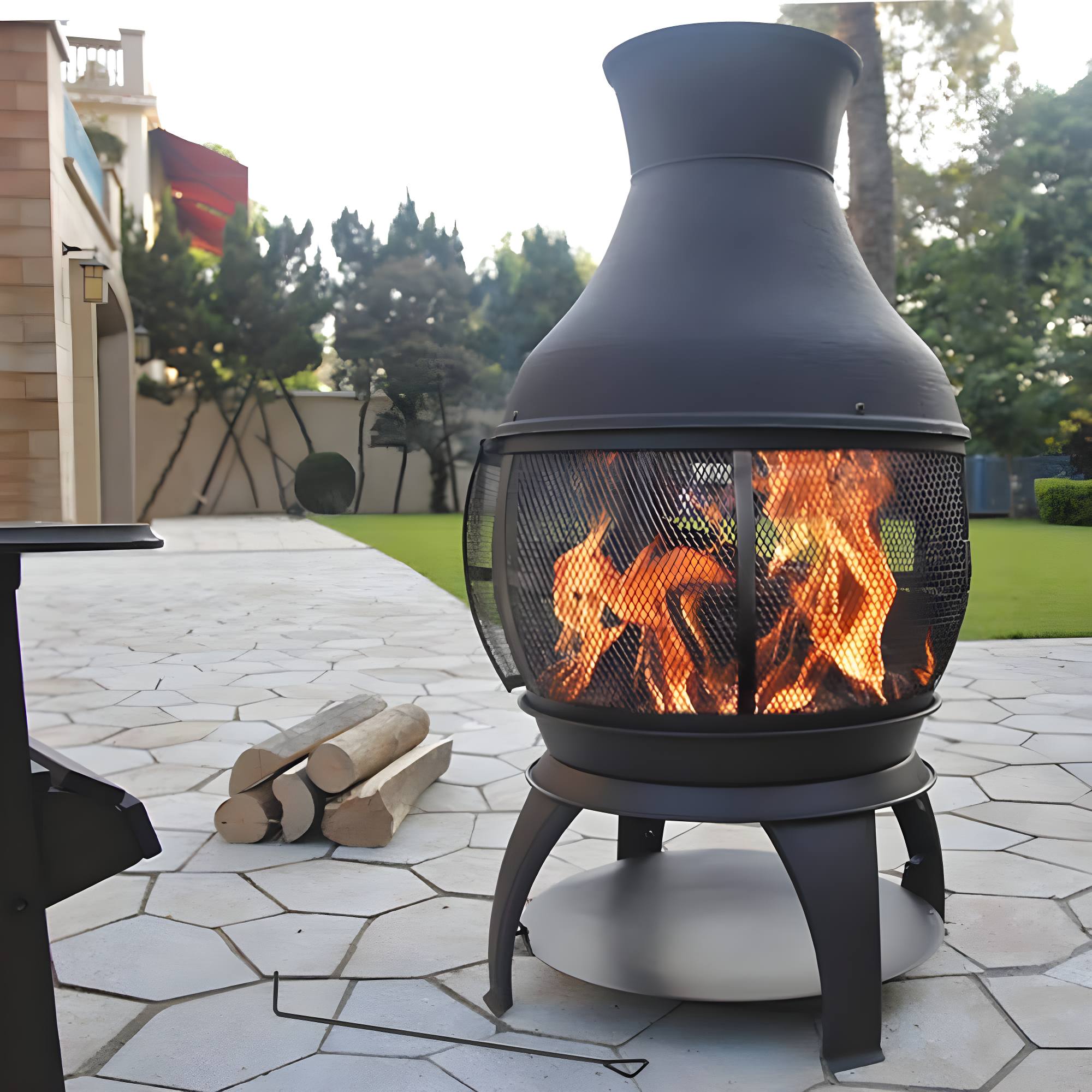 Heatmaxx Round Cast Iron Wood Burning Smokeless Chimnea