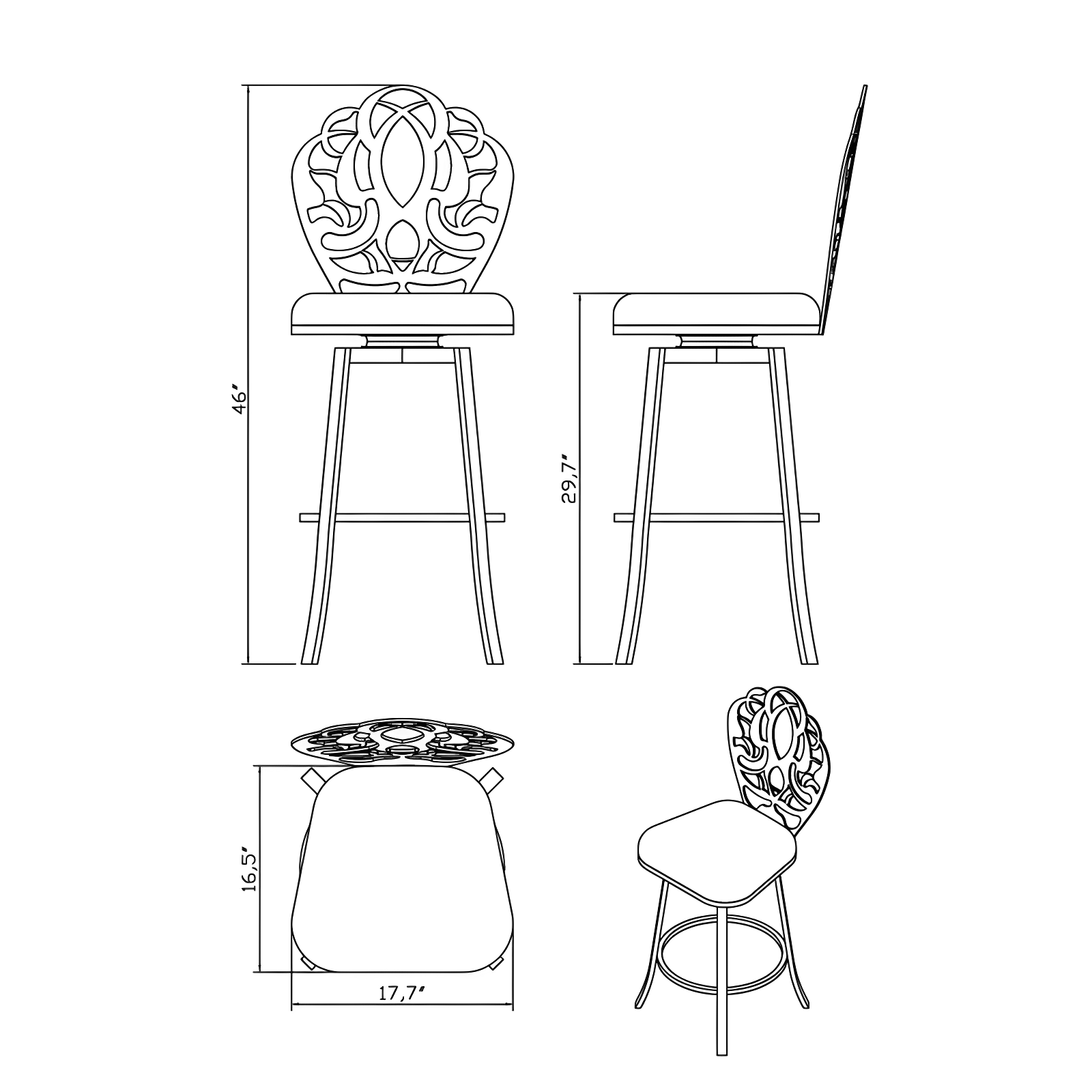 Mercer41 Alfonzo Bar & Counter Swivel Stool