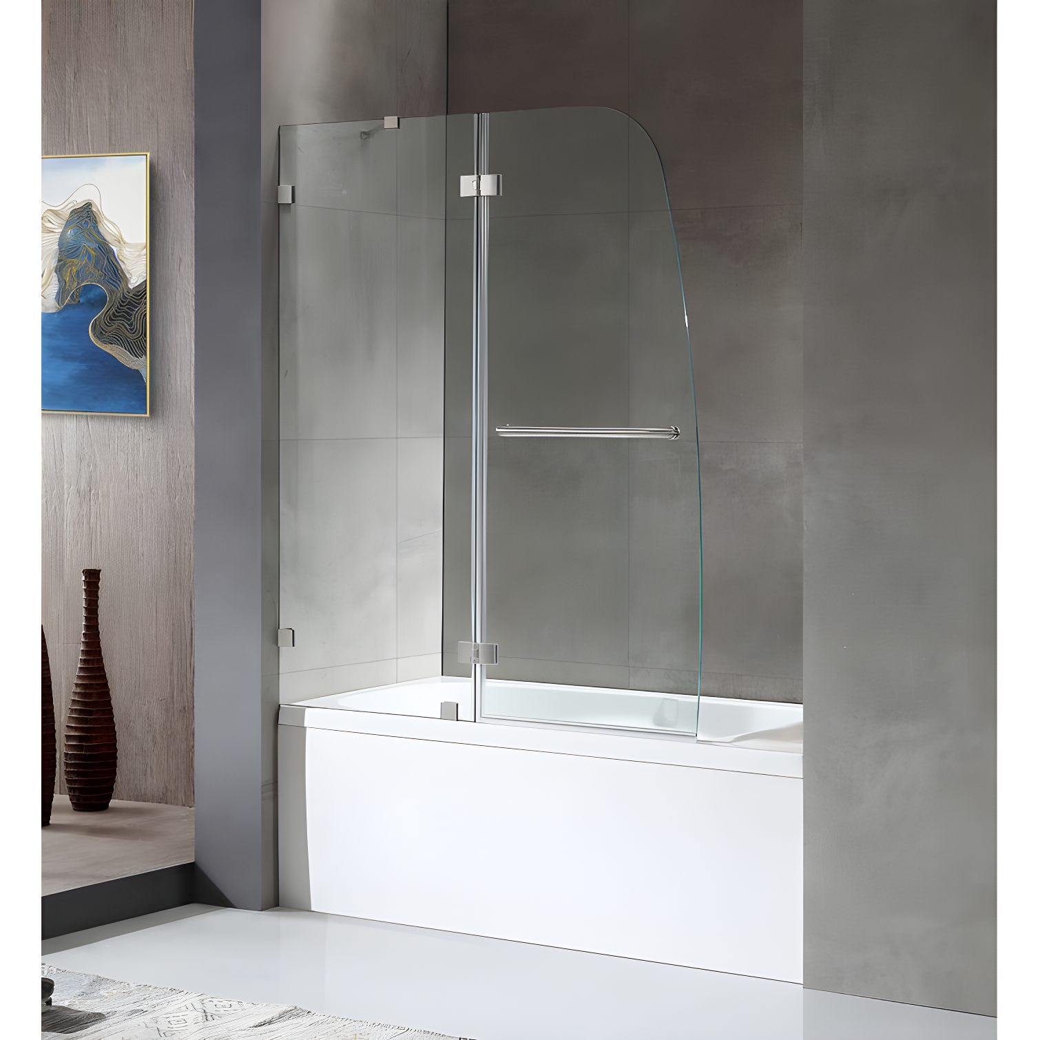 Herald Series 58" H Hinged Frameless Tub Door