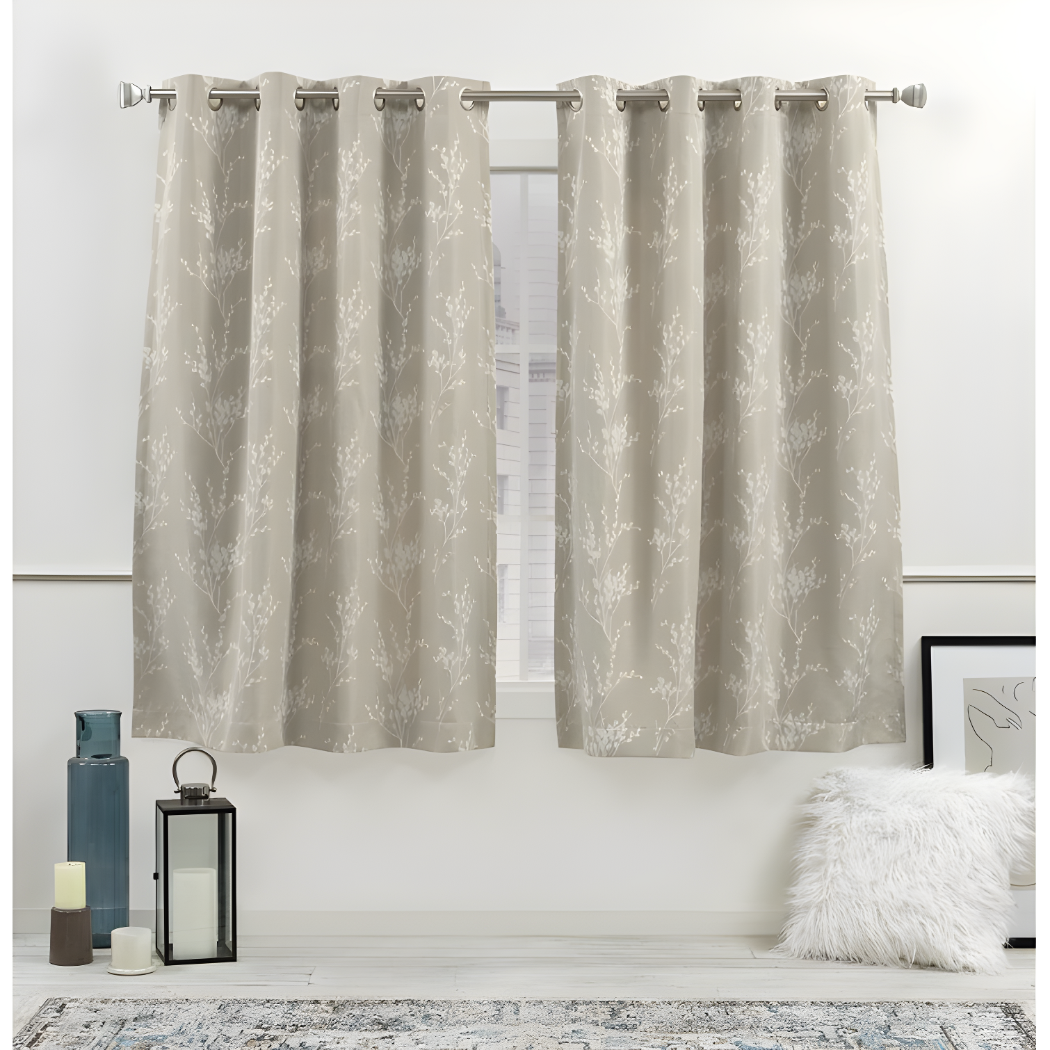 Nicole Miller Nicole Miller Turion Floral Room Darkening Blackout Grommet Top Curtain Panel Pair (Set of 2)