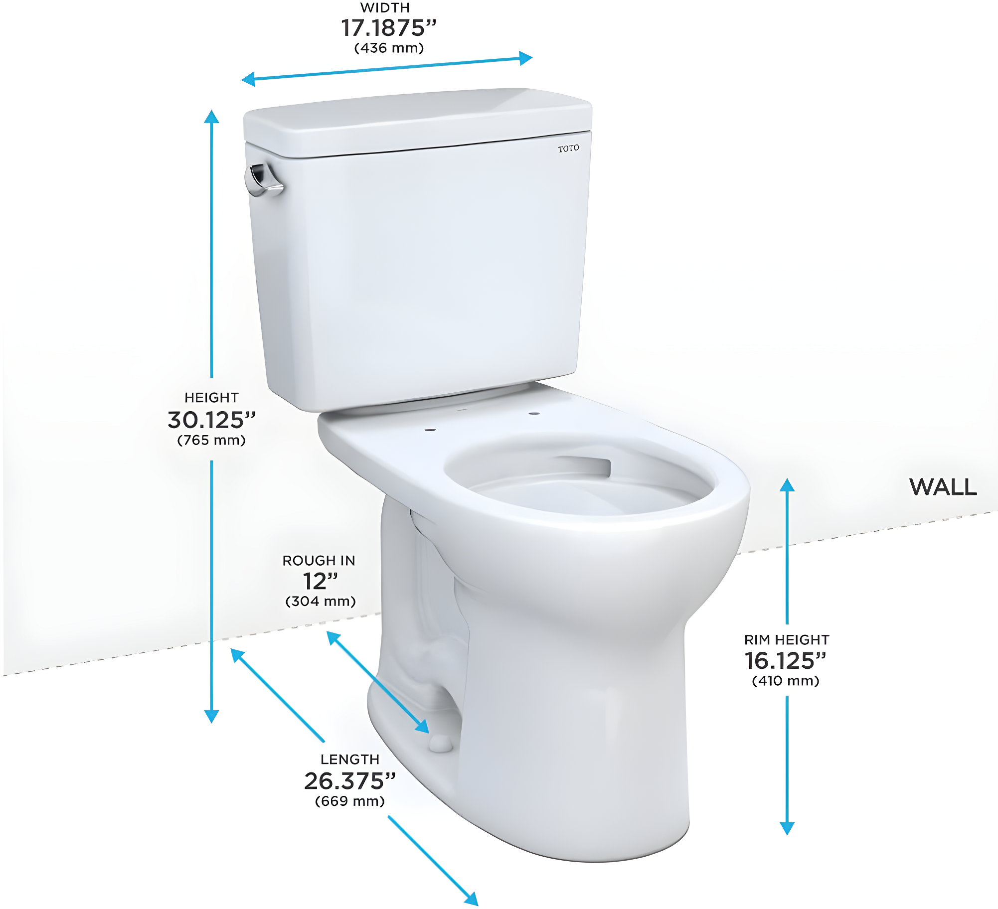 Drake® 1.6 GPF Round Two-Piece Toilet with Tornado Flush (Seat Not Included)