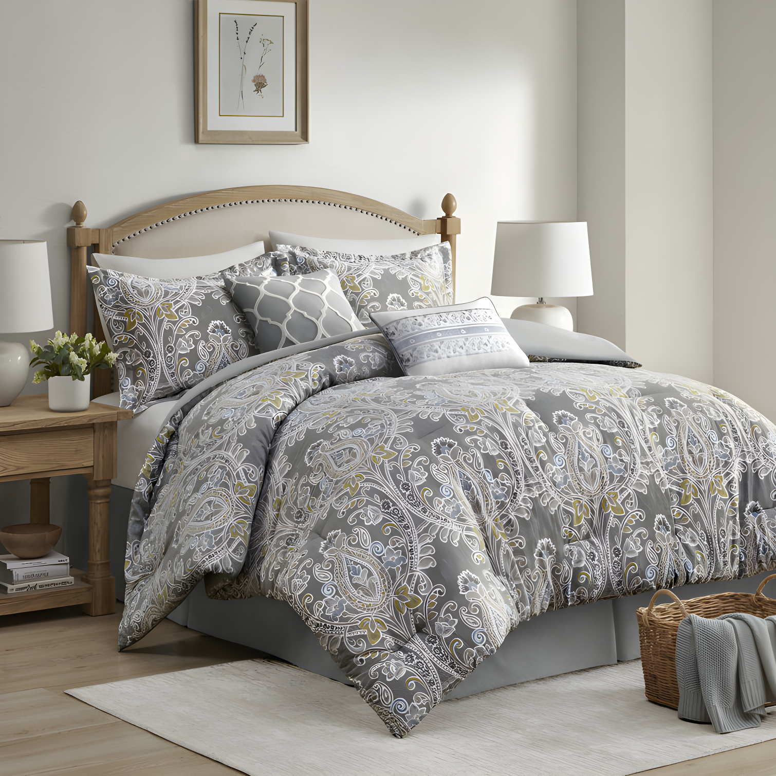 Hallie Gray Traditional 6 Piece 100% Cotton Comforter Set