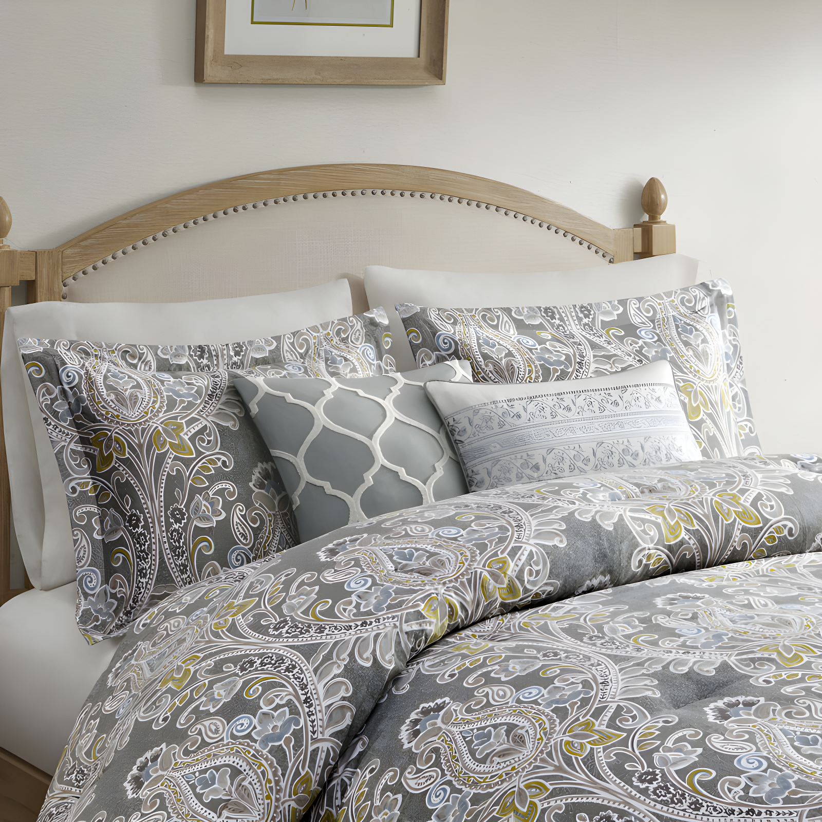Hallie Gray Traditional 6 Piece 100% Cotton Comforter Set