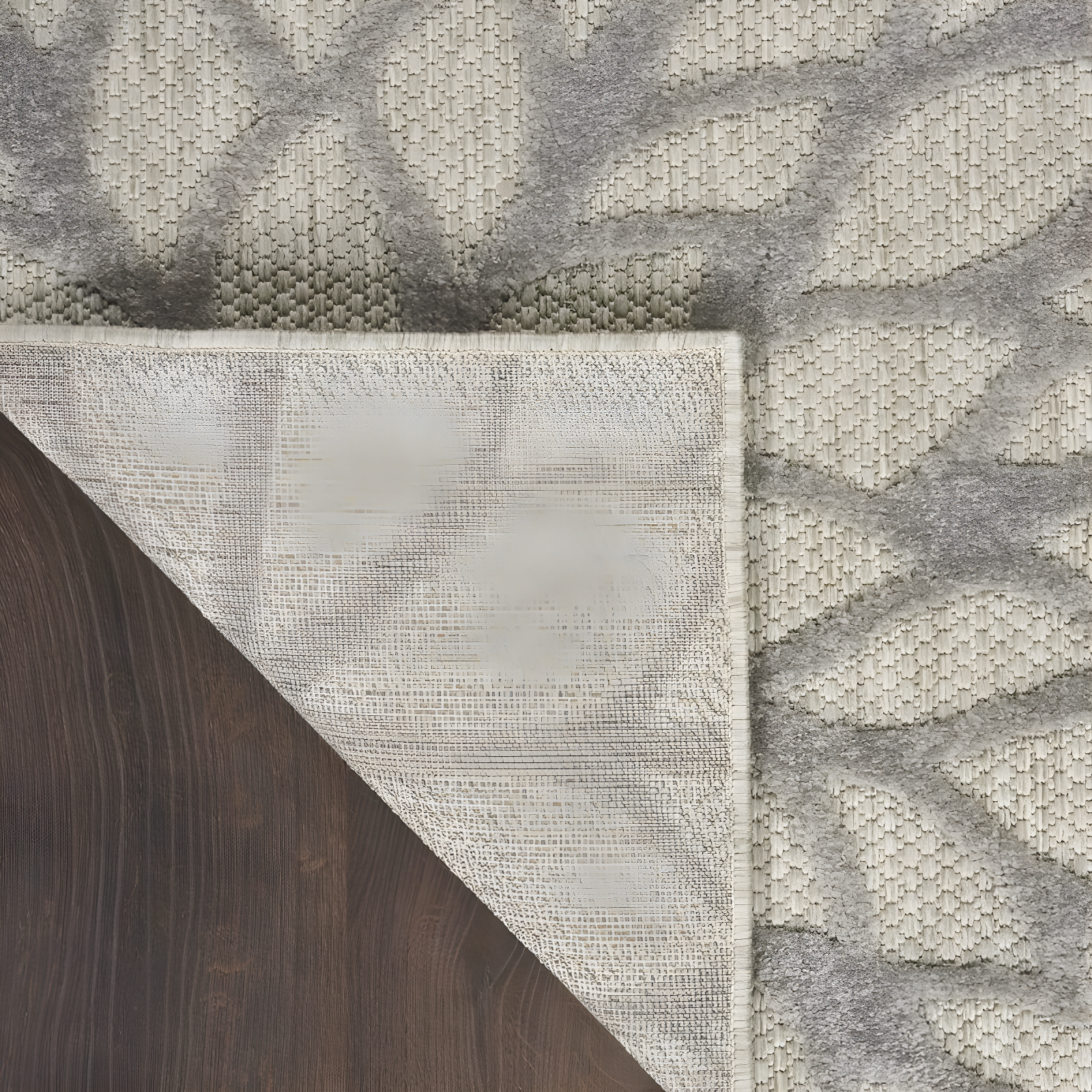 Nourison Aloha Floral Bloom Flatweave High-Low Indoor Outdoor Area Rug Silver Grey 3'6" x 5'6"