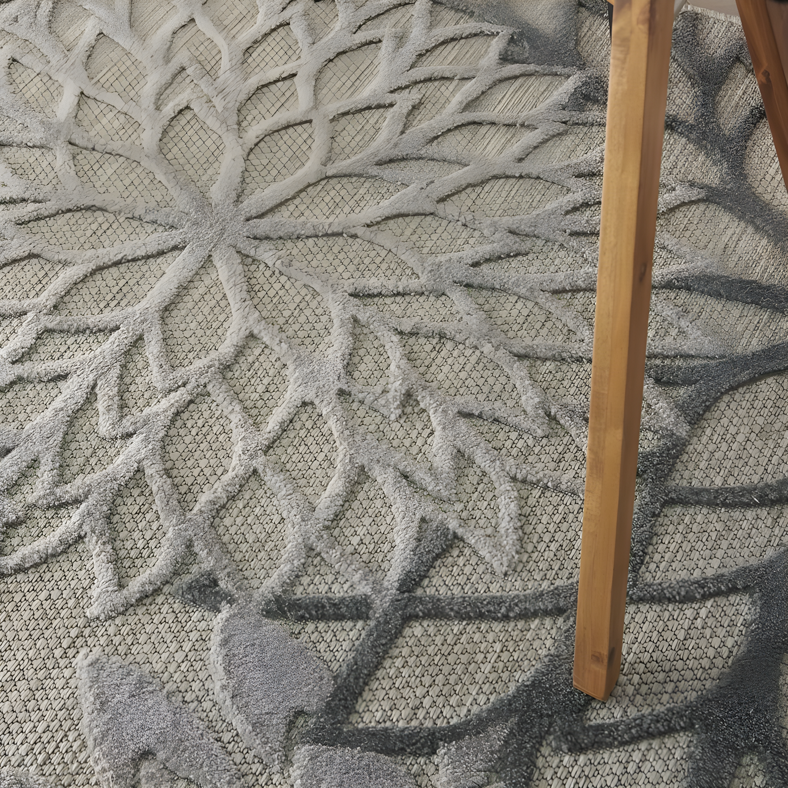 Nourison Aloha Floral Bloom Flatweave High-Low Indoor Outdoor Area Rug Silver Grey 3'6" x 5'6"