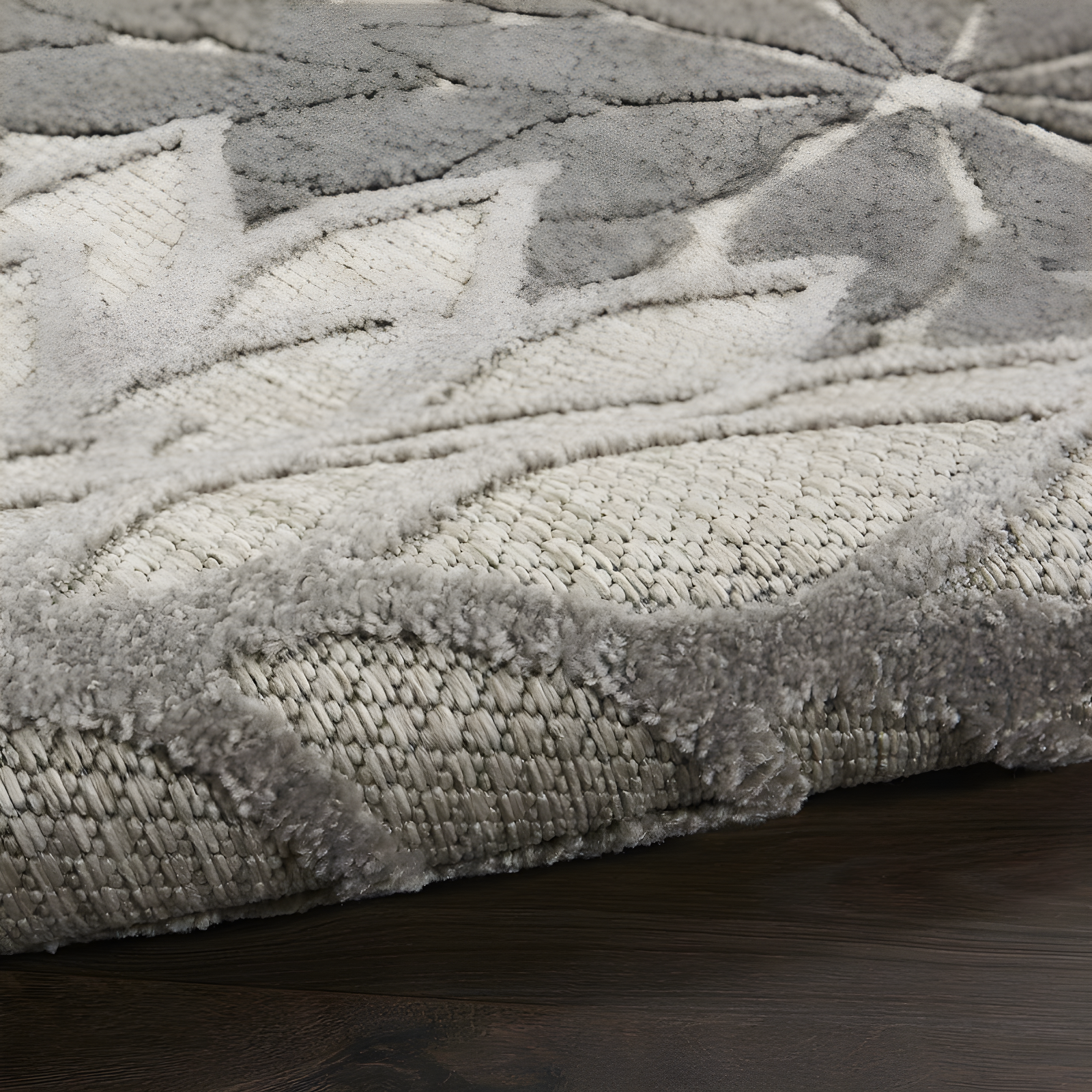 Nourison Aloha Floral Bloom Flatweave High-Low Indoor Outdoor Area Rug Silver Grey 3'6" x 5'6"