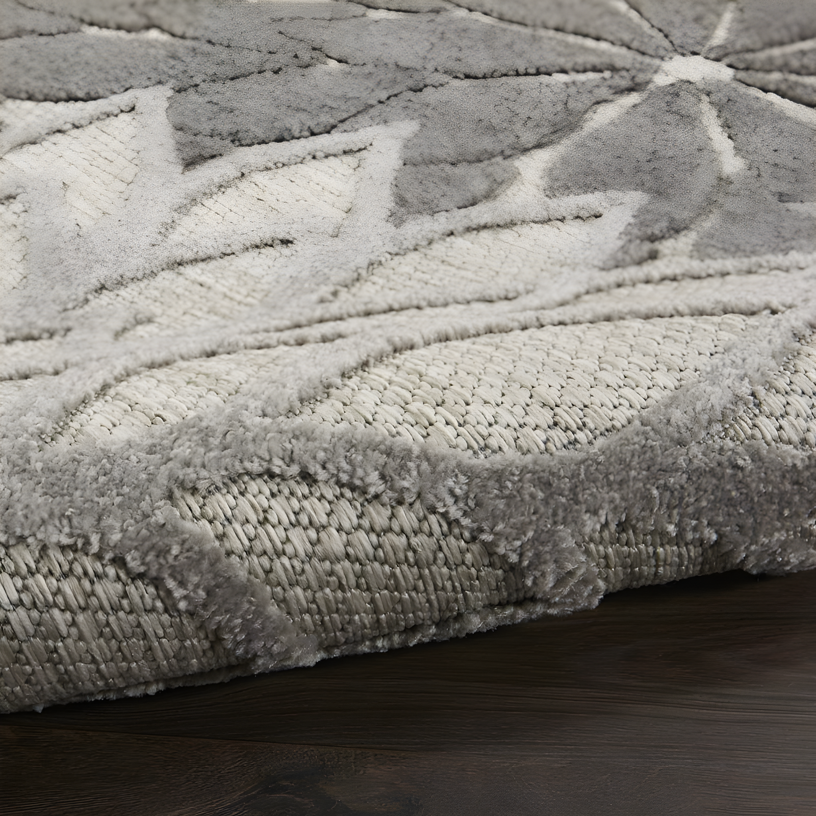 Nourison Aloha Floral Bloom Flatweave High-Low Indoor Outdoor Area Rug Silver Grey 3'6" x 5'6"
