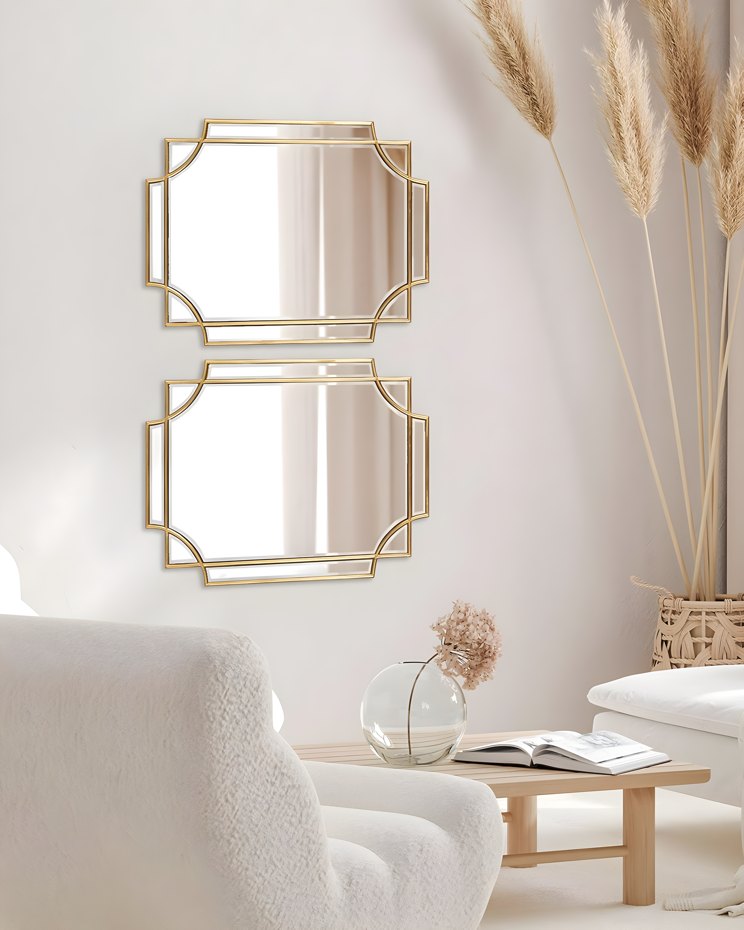 Kate and Laurel Minuette Glam Wall Mirror, 18 x 24, Gold, Boho-Chic Home Decor for Wall
