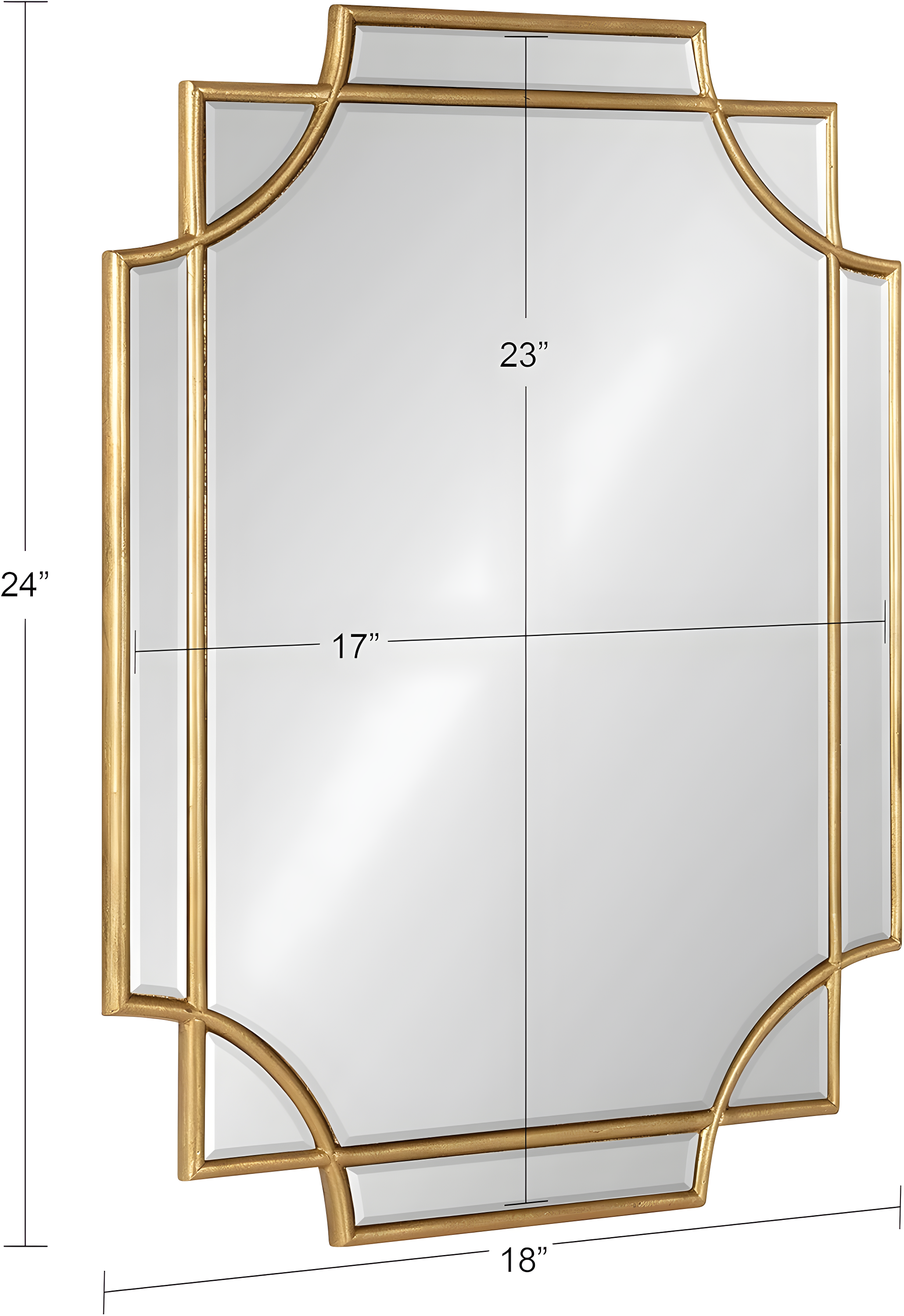 Kate and Laurel Minuette Glam Wall Mirror, 18 x 24, Gold, Boho-Chic Home Decor for Wall