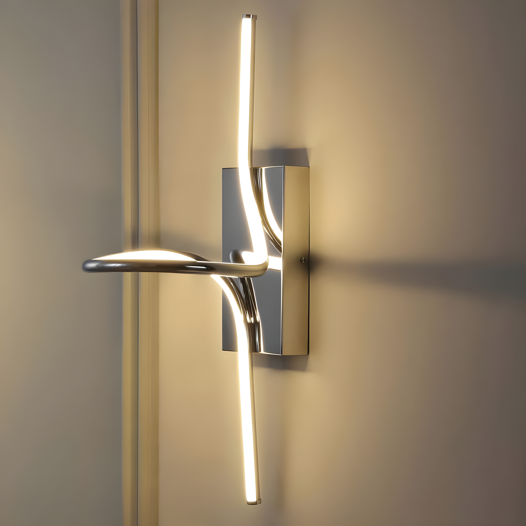 Sketch 9 in. Chrome Minimalist Metal Integrated LED Vanity Light Sconce