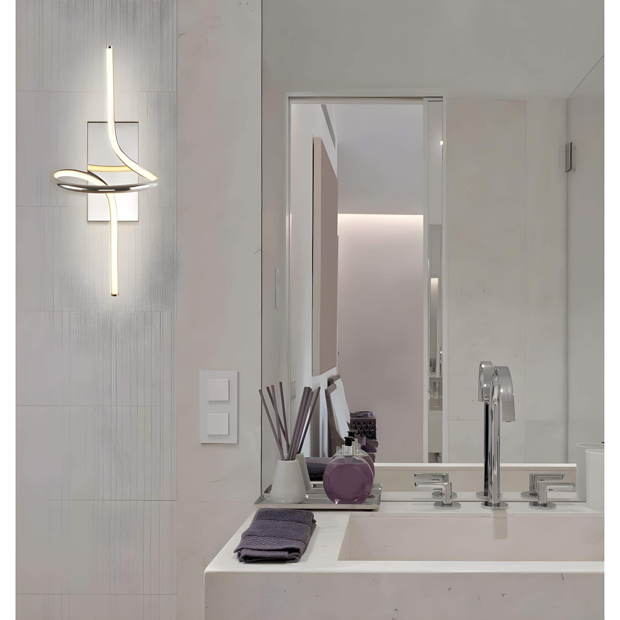 Sketch 9 in. Chrome Minimalist Metal Integrated LED Vanity Light Sconce
