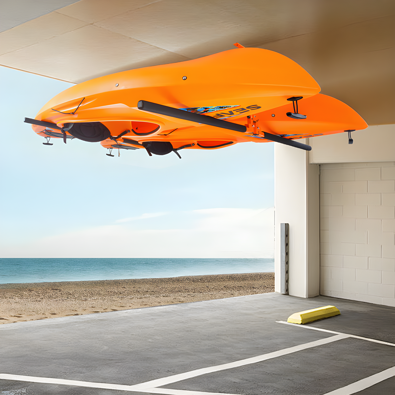 Steel Ceiling Mounted Adjustable Kayak Rack