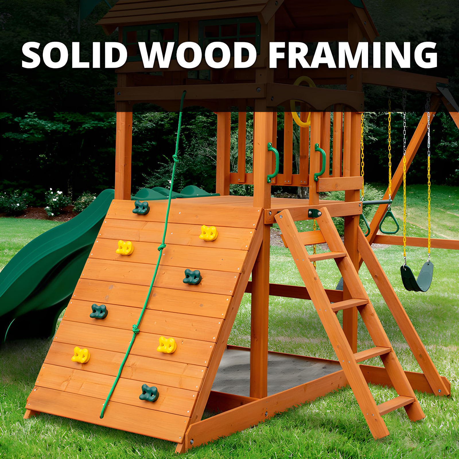 Gorilla Playsets Chateau Tower Swing Set with Wood Roof