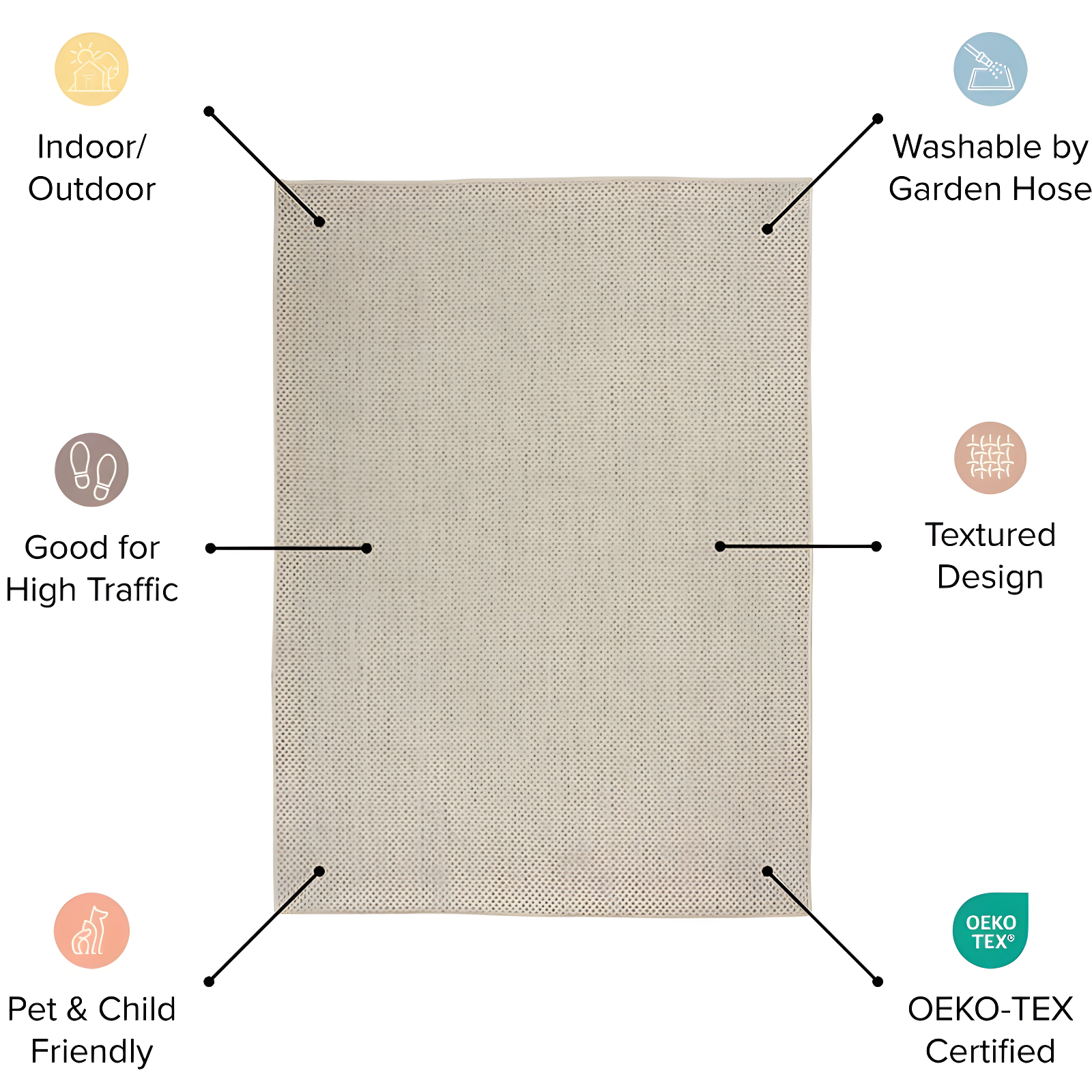 Nourison Courtyard 9' x 12' Ivory Green All-over design Indoor/Outdoor Rug