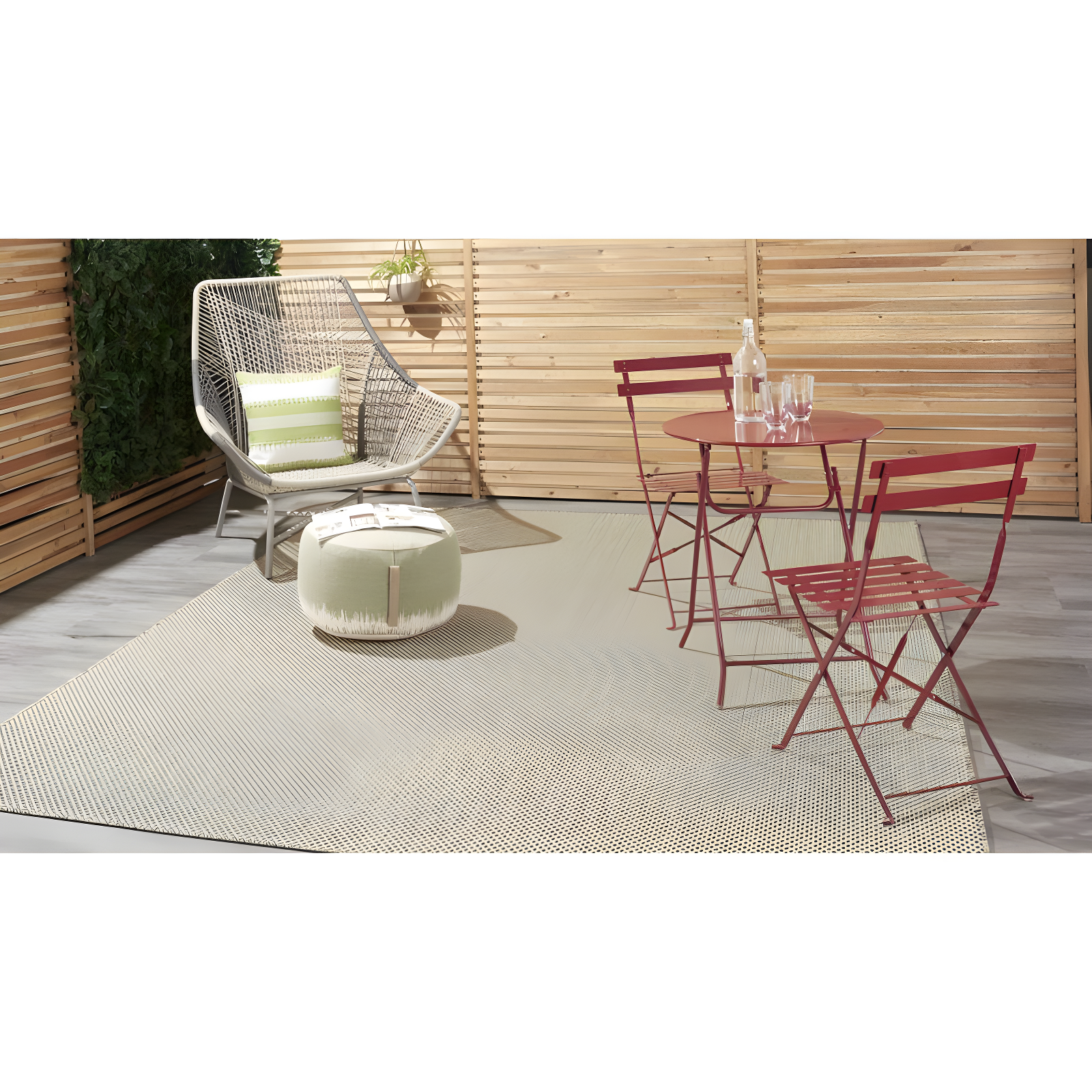Nourison Courtyard 9' x 12' Ivory Green All-over design Indoor/Outdoor Rug