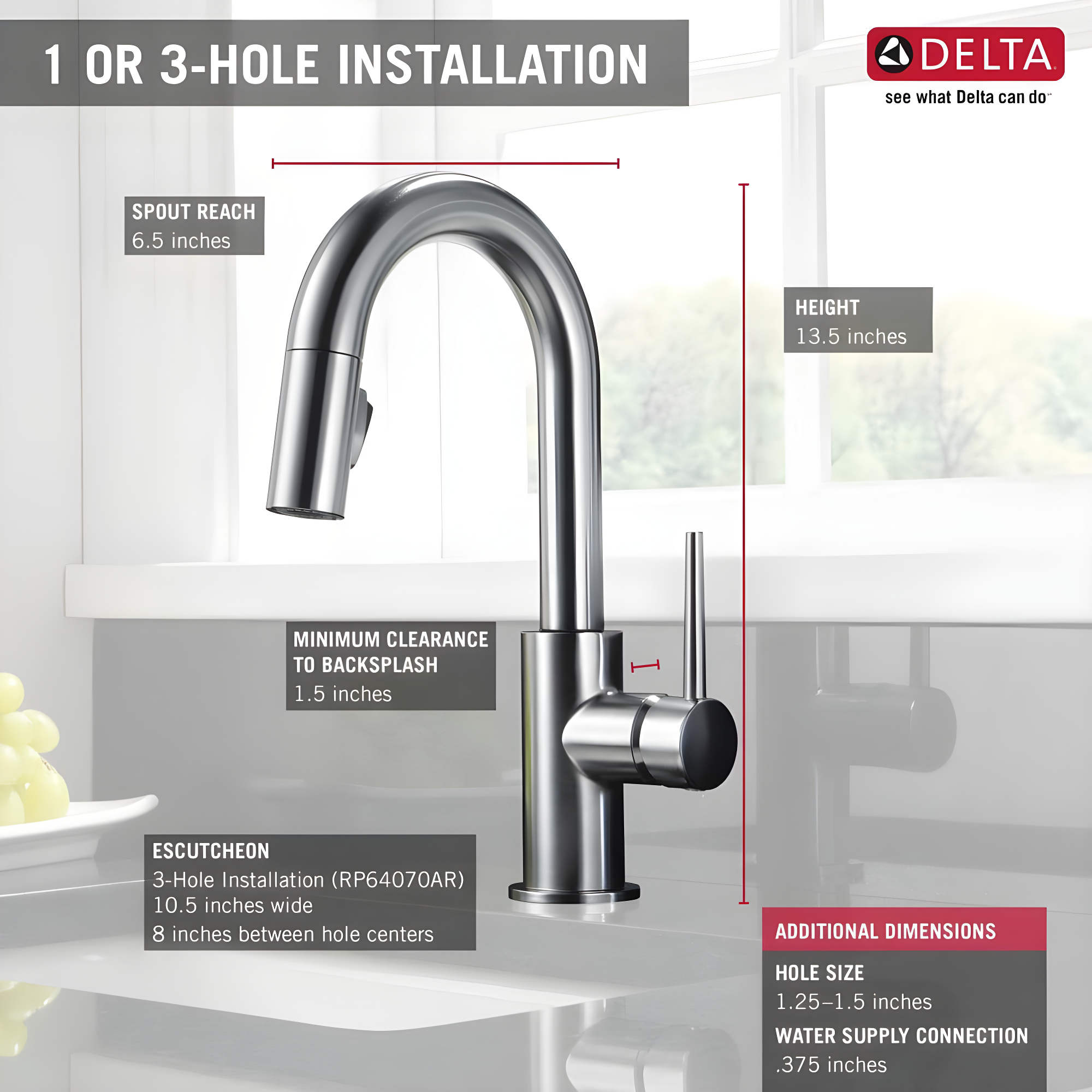 Trinsic Pull Down Sprayer Bar Faucet, Single Handle Prep Sink Faucet