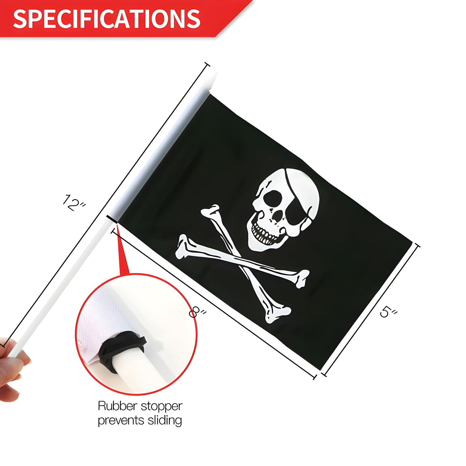 ANLEY Pirate Stick 2-Sided Polyester 5" x 8" House Flag (Set of 12)