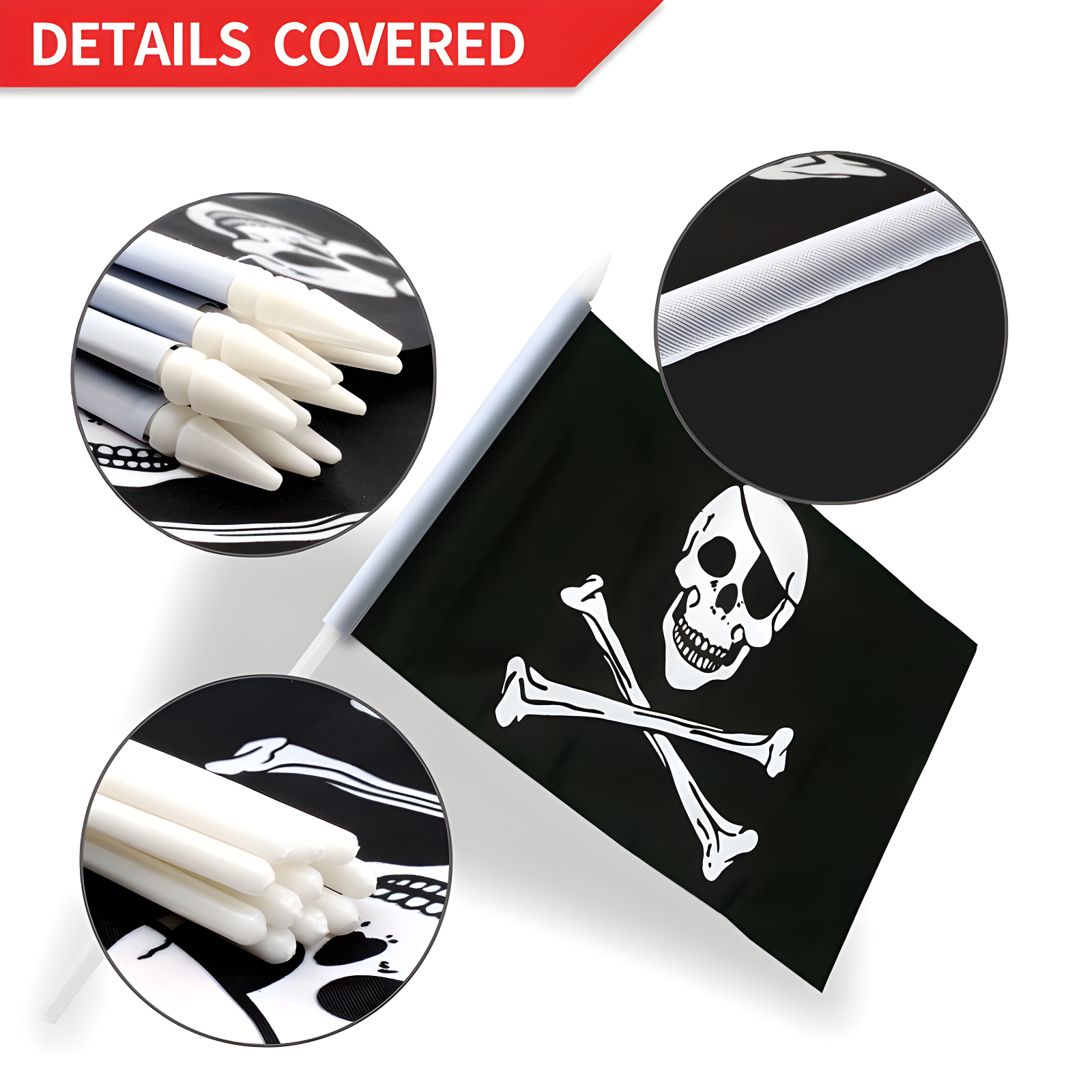 ANLEY Pirate Stick 2-Sided Polyester 5" x 8" House Flag (Set of 12)