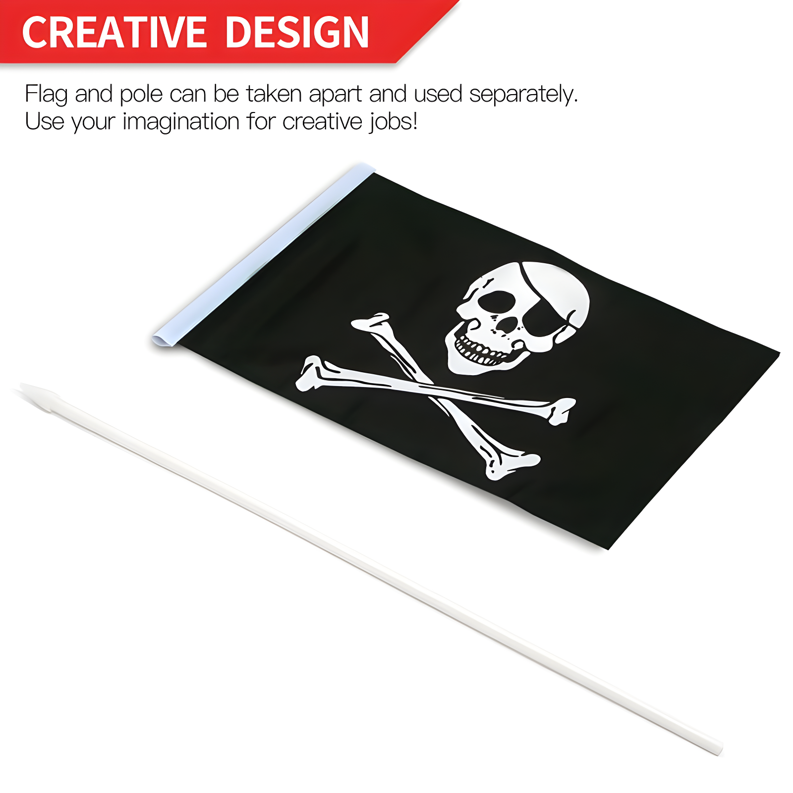 ANLEY Pirate Stick 2-Sided Polyester 5" x 8" House Flag (Set of 12)