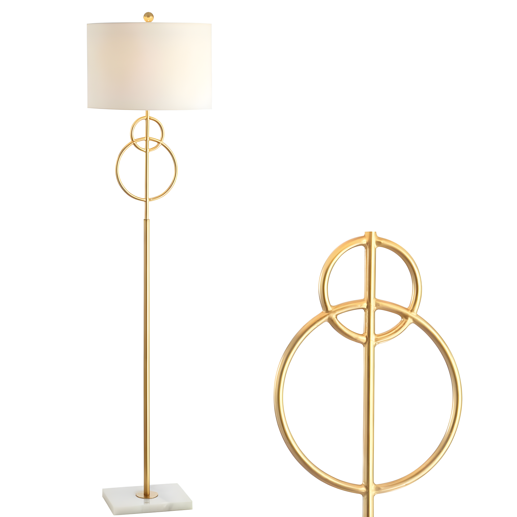 JONATHAN Y JYL1097A Haines 60" Modern Circle Marble/Metal LED Floor Lamp, Classic, Glam, Transitional for living room, dinning room, bedroom, office Bulb Included, Gold