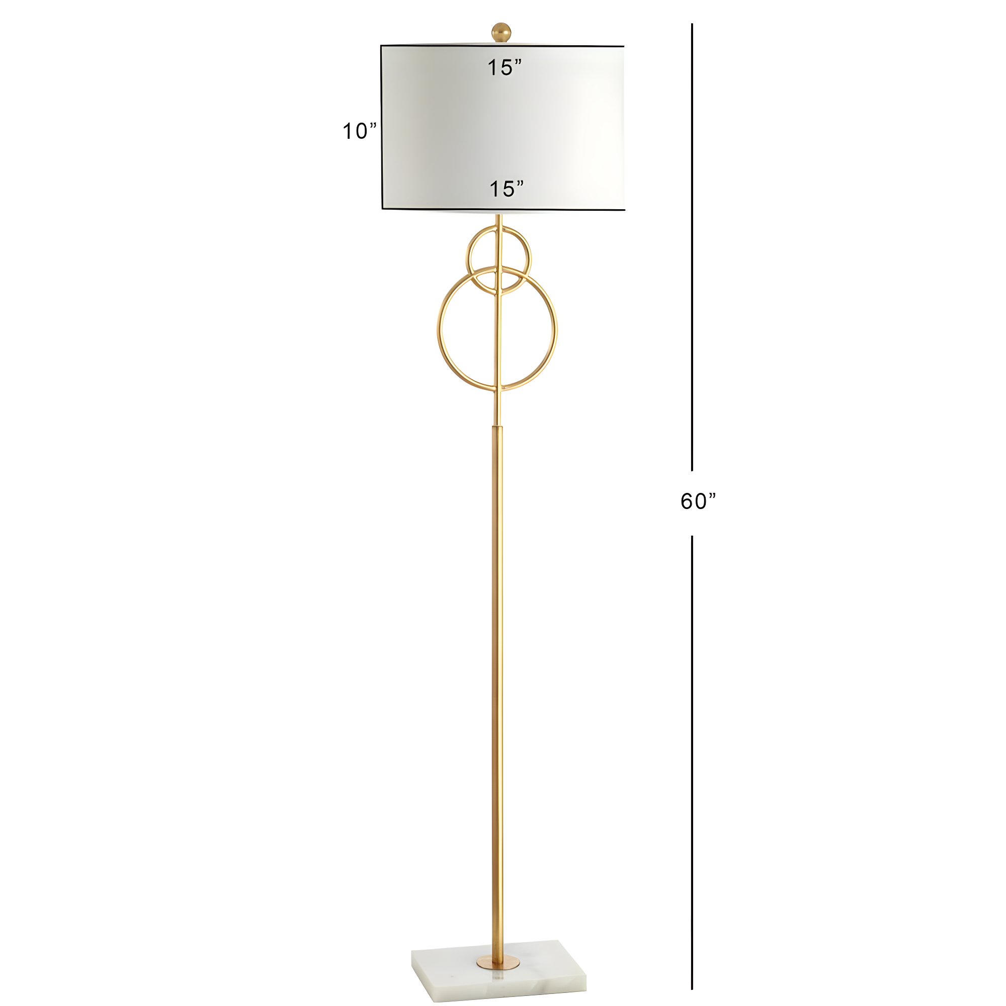 JONATHAN Y JYL1097A Haines 60" Modern Circle Marble/Metal LED Floor Lamp, Classic, Glam, Transitional for living room, dinning room, bedroom, office Bulb Included, Gold