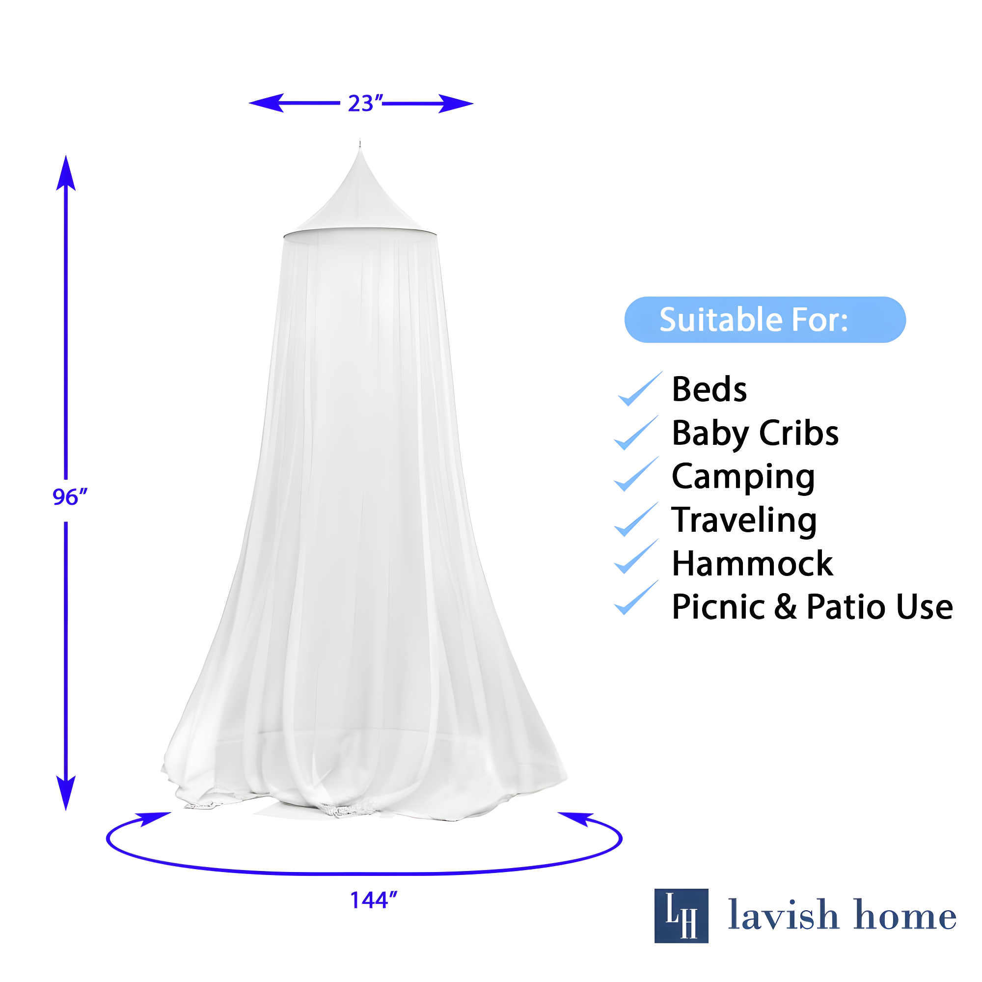 Hastings Home Mosquito Netting for Beds, Hammocks, and Cribs
