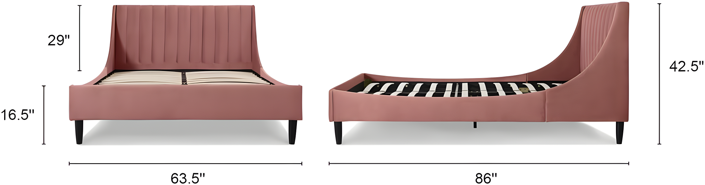 Sandy Wilson Home Aspen Upholstered Platform Bed Queen Ash Rose