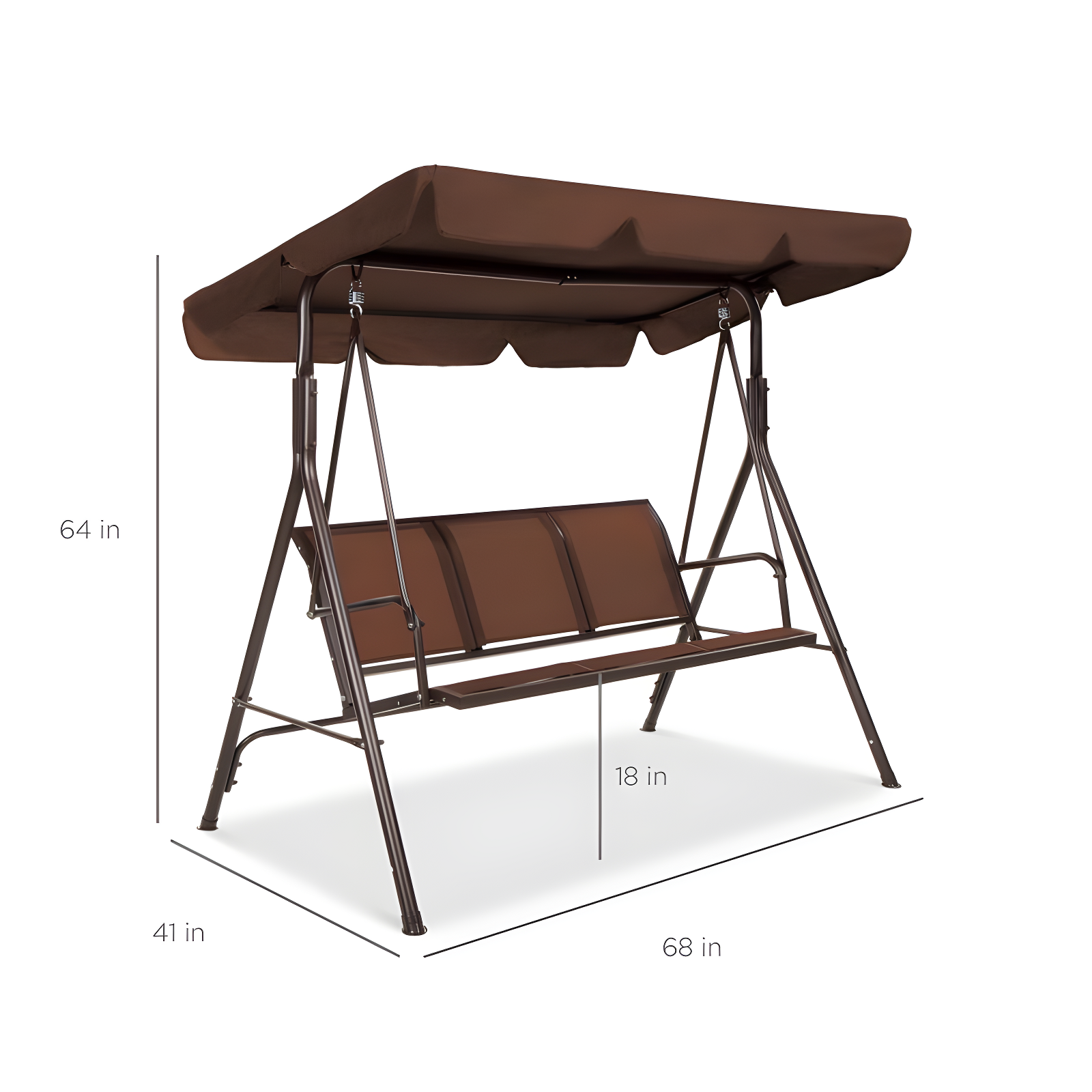 Best Choice Products 2-Seater Outdoor Adjustable Canopy Swing Glider Patio Bench w/ Textilene, Steel Frame - Brown