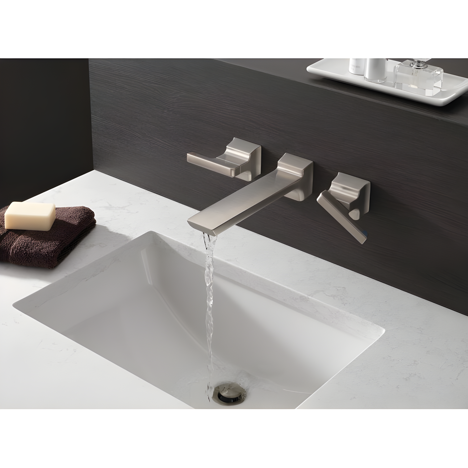 Pivotal Double Handle Wall Mounted Bathroom Faucet