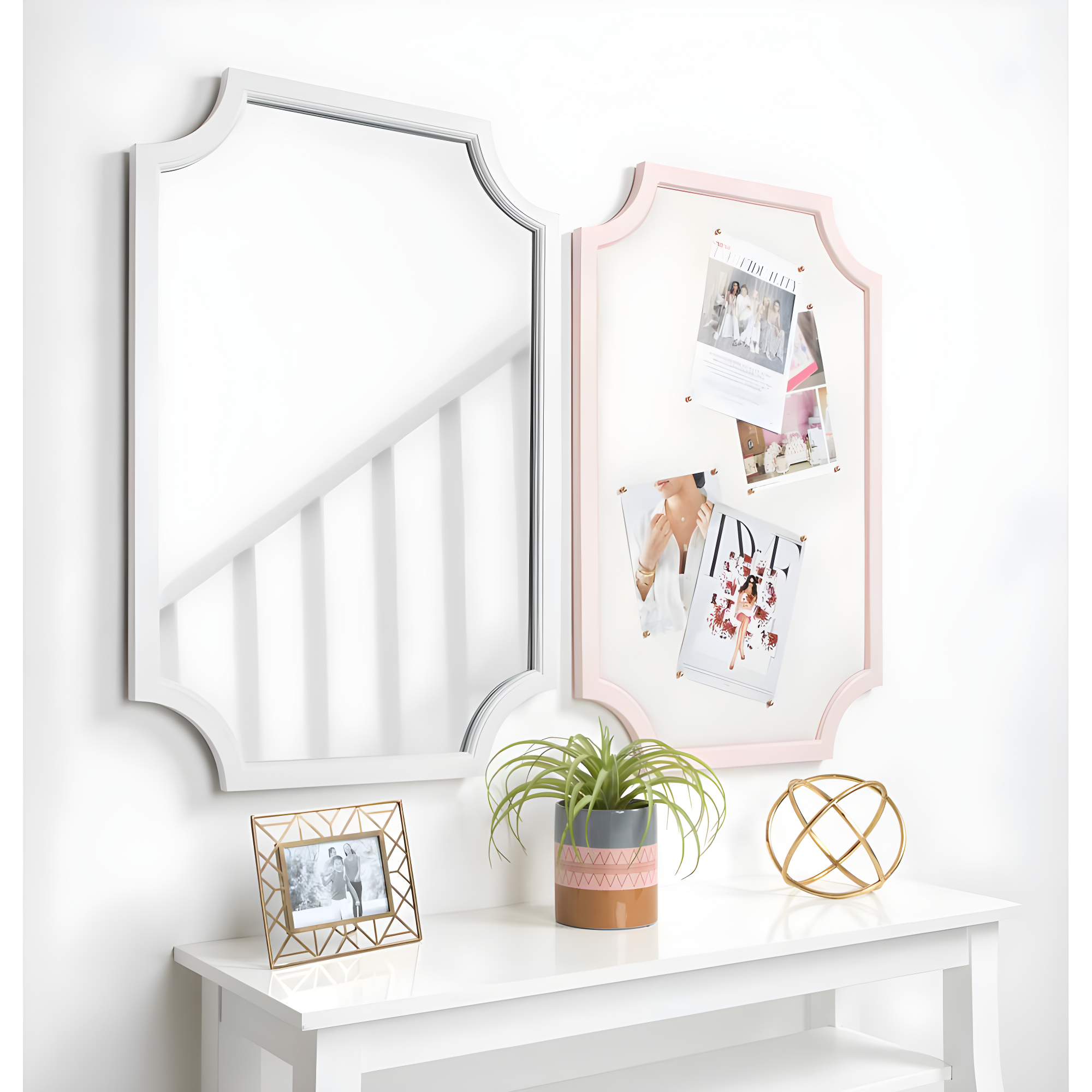 24" x 36" Hogan Framed Scallop Wall Mirror White - Kate and Laurel