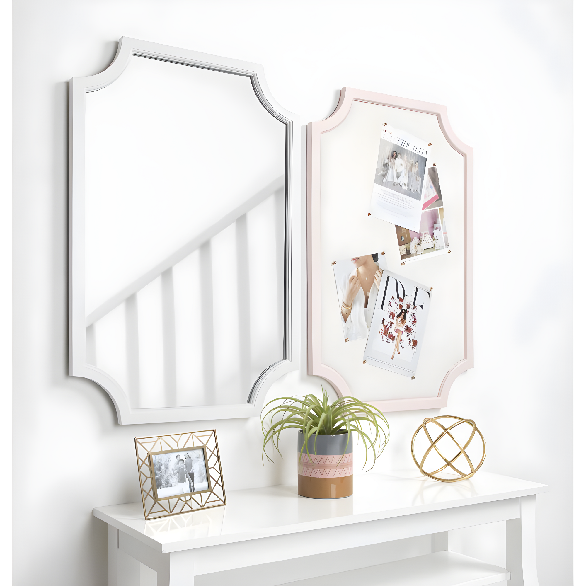 24" x 36" Hogan Framed Scallop Wall Mirror White - Kate and Laurel