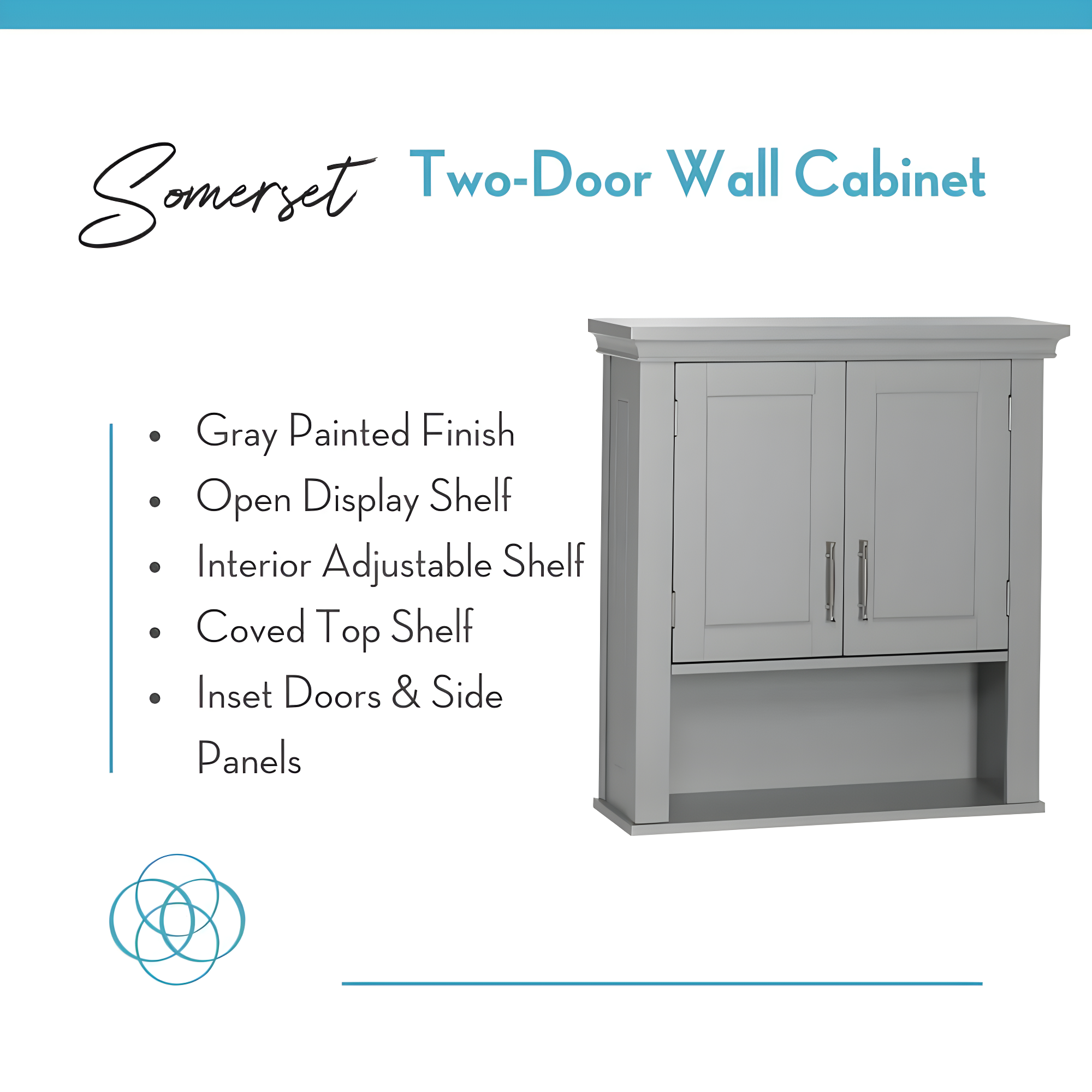 RiverRidge Home RiverRidge Somerset Two-Door Bathroom and Laundry Wall Mount Storage Medicine Cabinet with Open and Adjustable Shelf