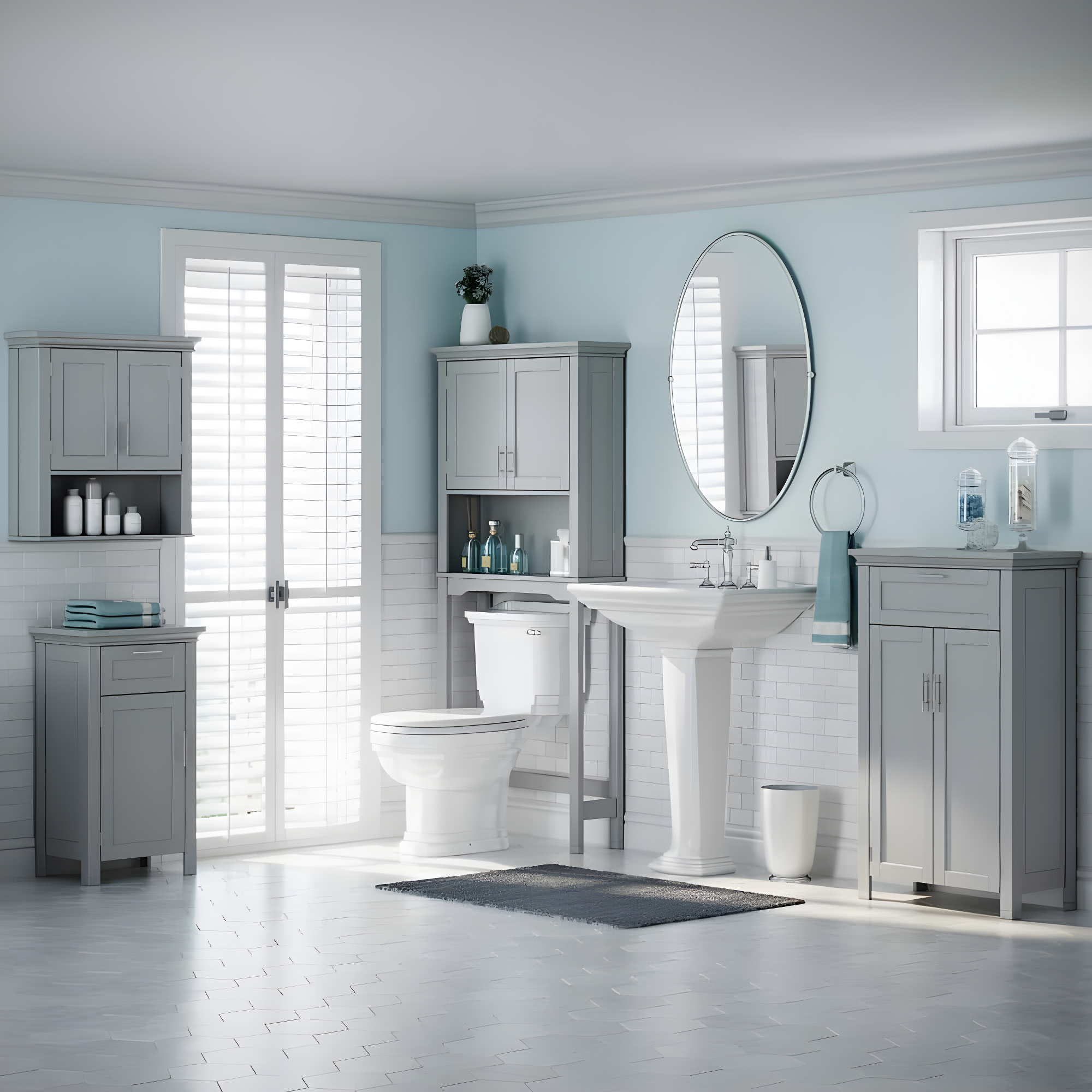 RiverRidge Home RiverRidge Somerset Two-Door Bathroom and Laundry Wall Mount Storage Medicine Cabinet with Open and Adjustable Shelf