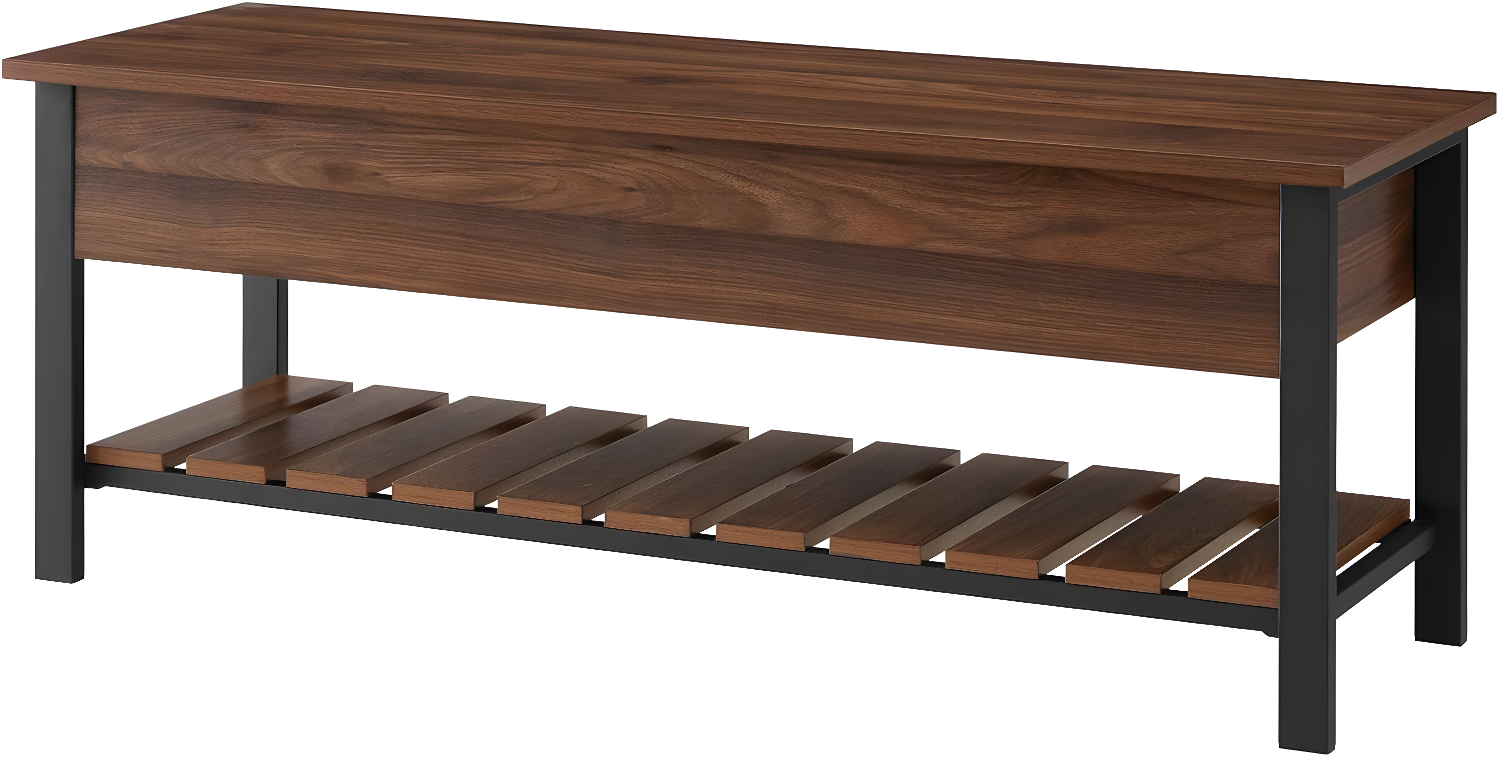 Walker Edison Park City 48" Engineered Wood Storage Bench in Dark Walnut