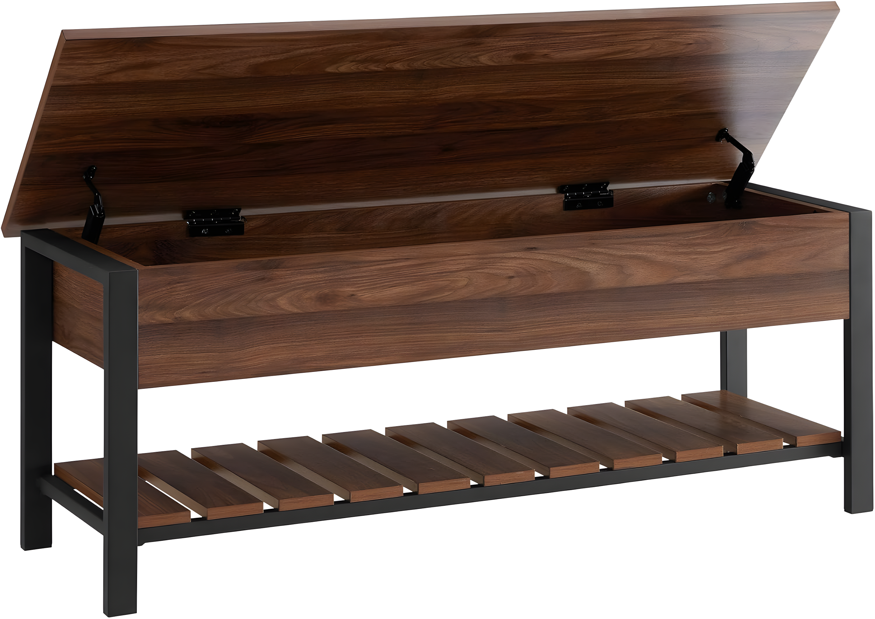 Walker Edison Park City 48" Engineered Wood Storage Bench in Dark Walnut
