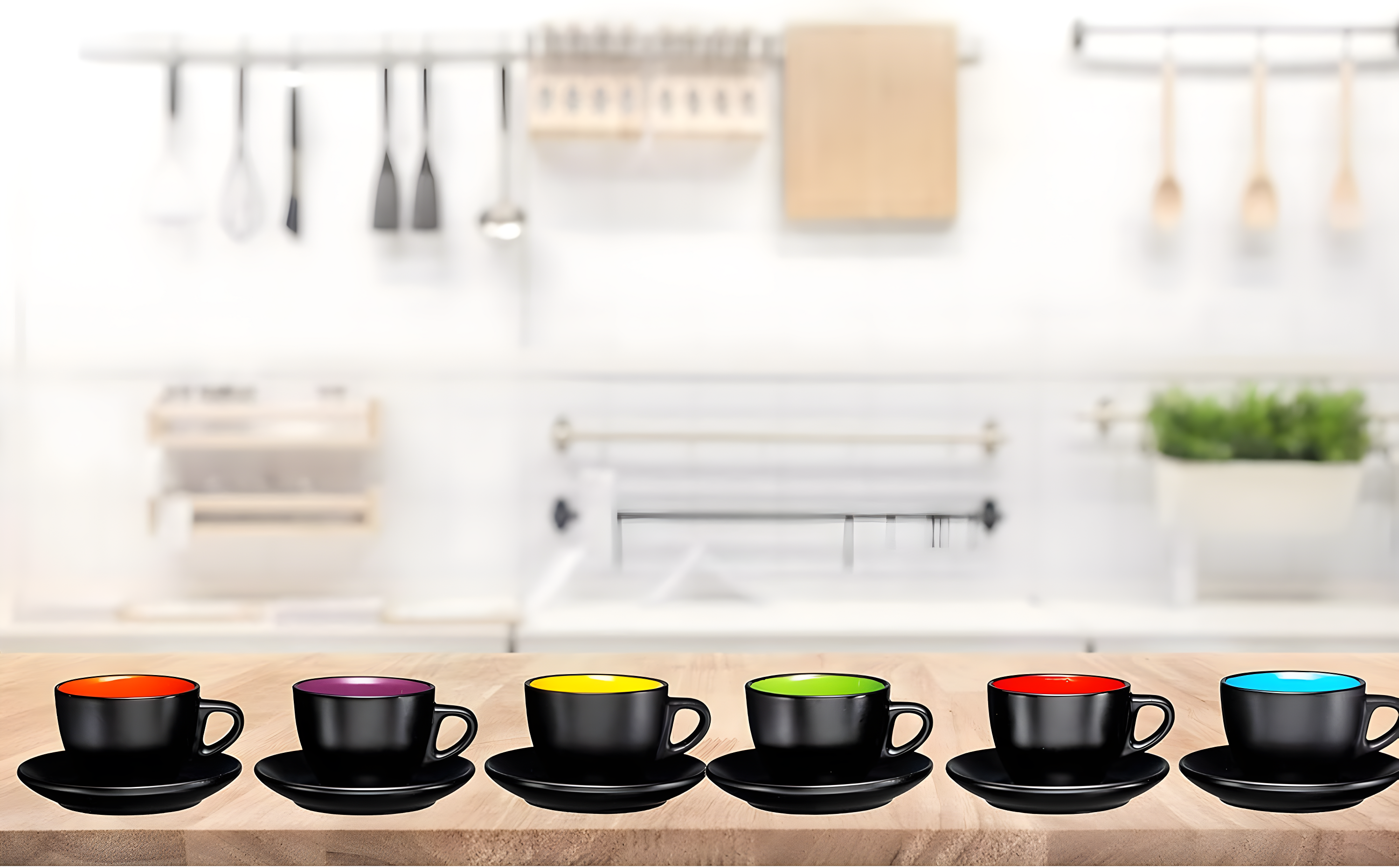 Bruntmor | Espresso Cups With Saucers By Bruntmor - 6 Ounce - Set Of 6 Matte