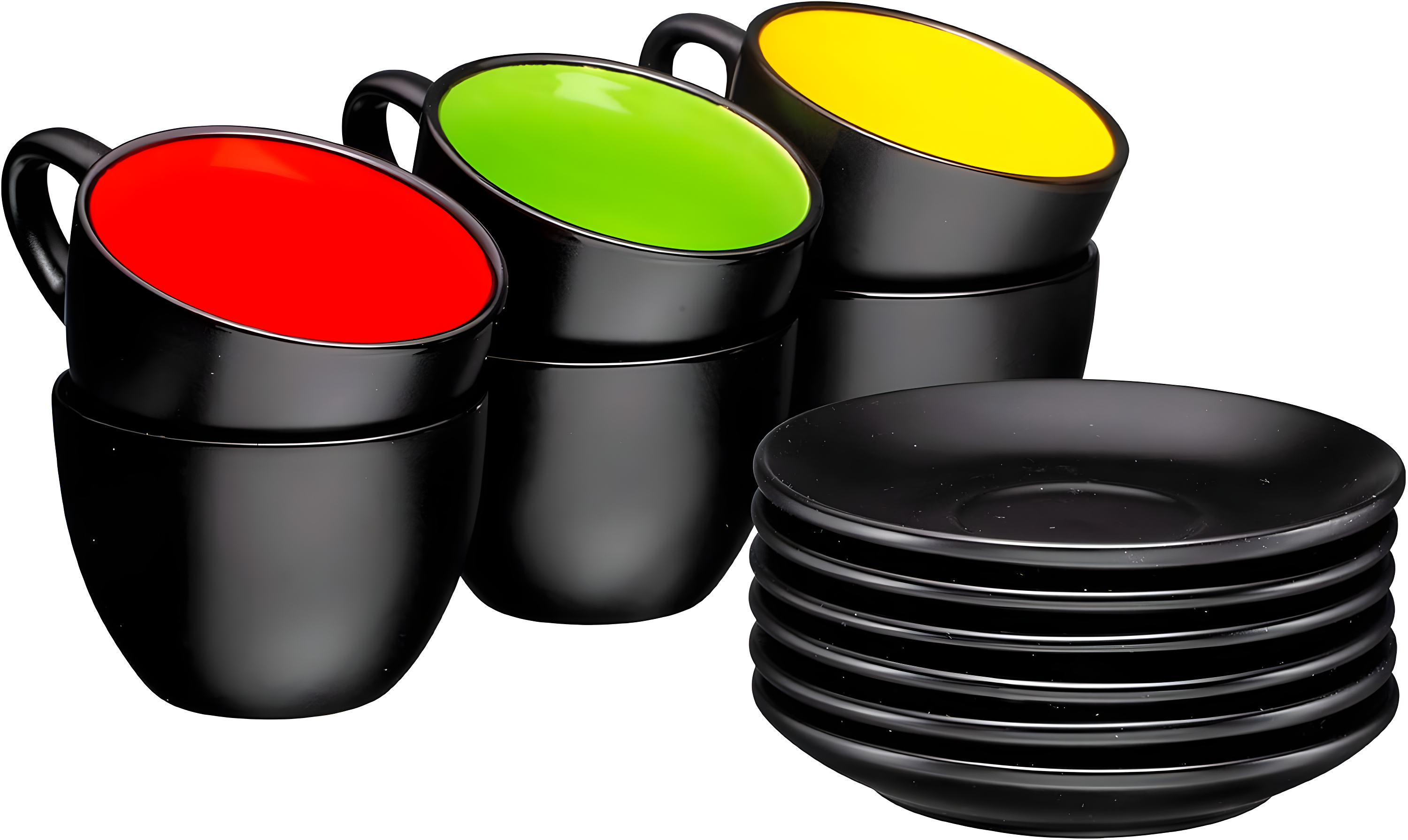 Bruntmor | Espresso Cups With Saucers By Bruntmor - 6 Ounce - Set Of 6 Matte