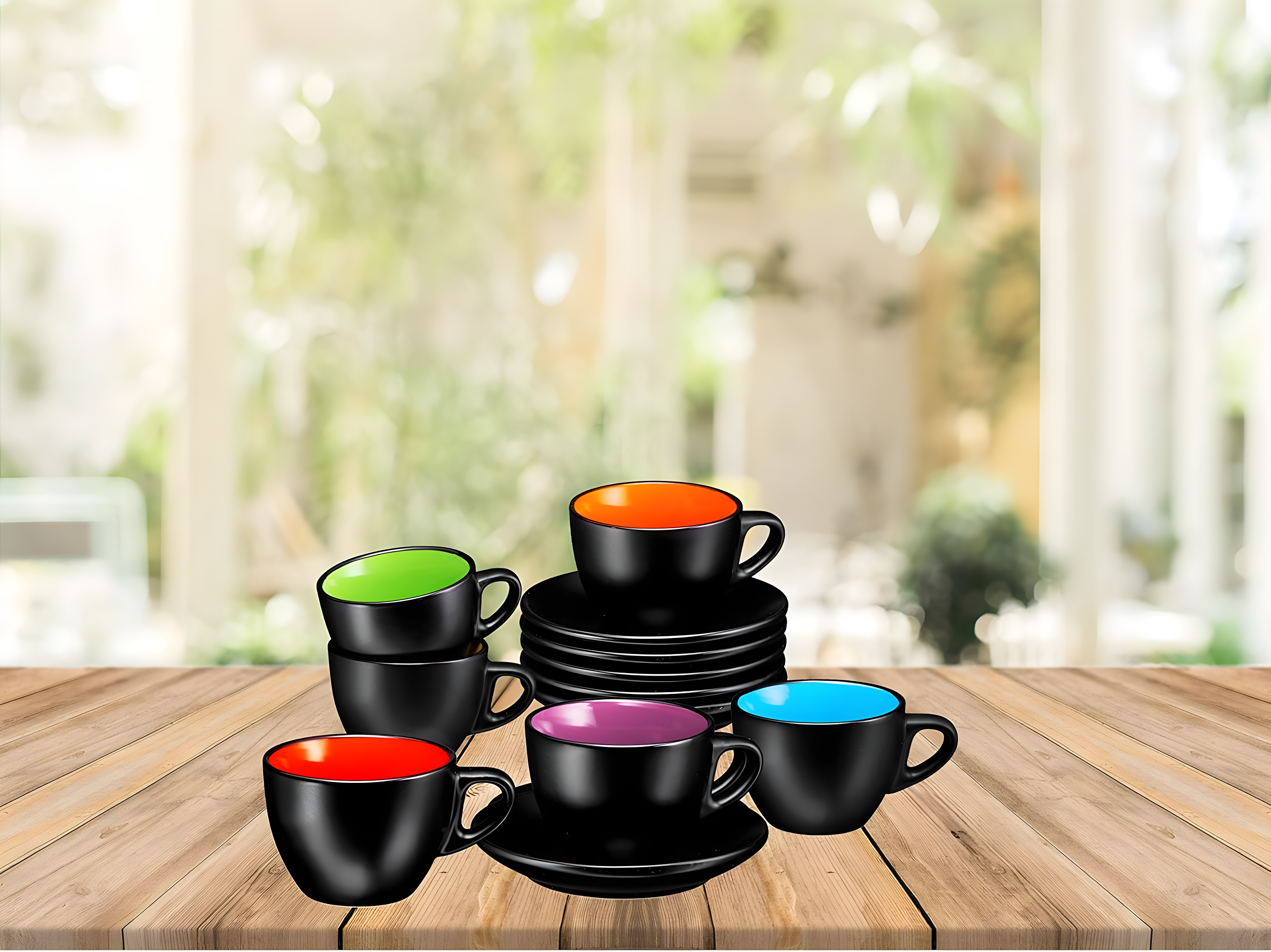 Bruntmor | Espresso Cups With Saucers By Bruntmor - 6 Ounce - Set Of 6 Matte