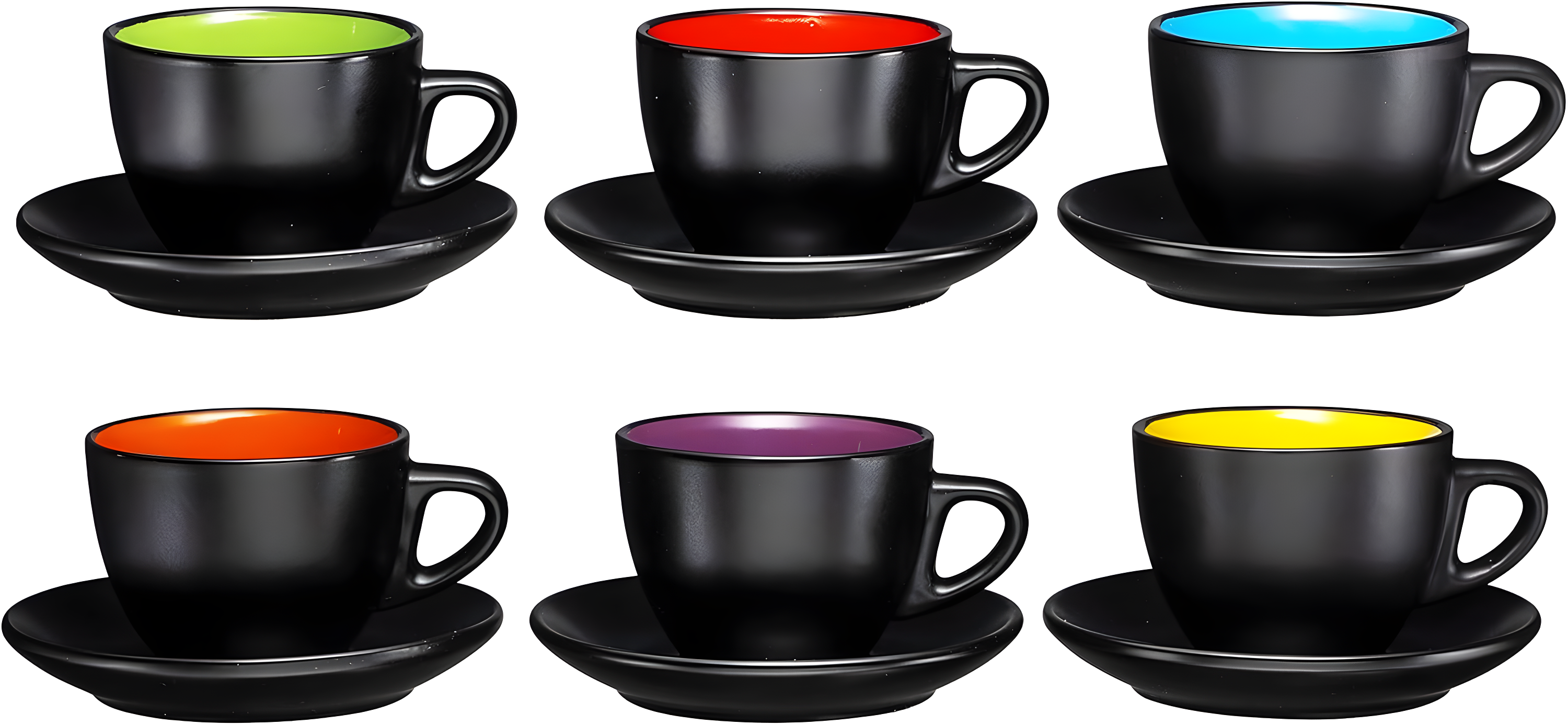 Bruntmor | Espresso Cups With Saucers By Bruntmor - 6 Ounce - Set Of 6 Matte