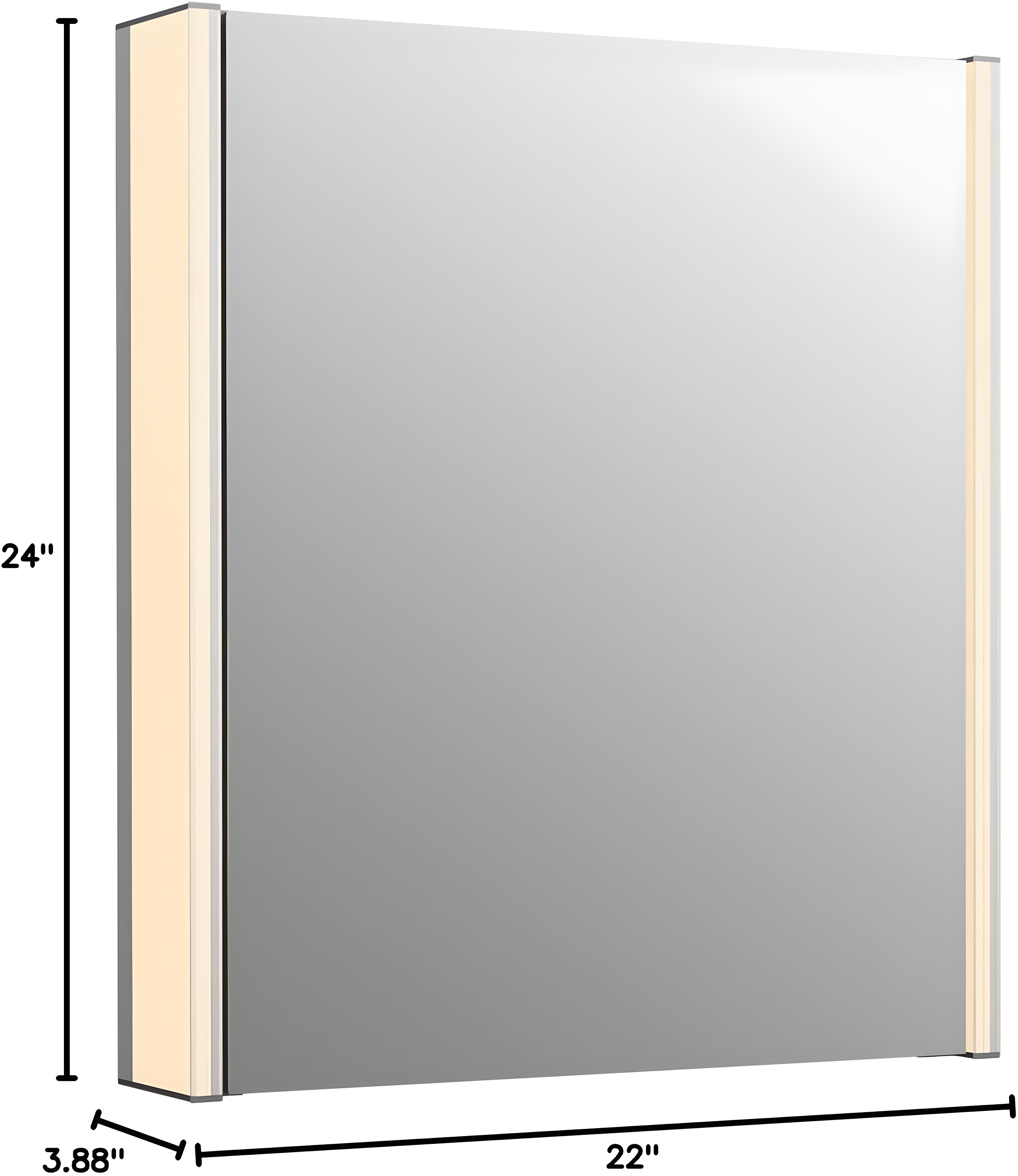 Kohler K-81145-SLE-DA1 Maxstow Surface Mount Frameless Medicine Cabinet with LED Lighting