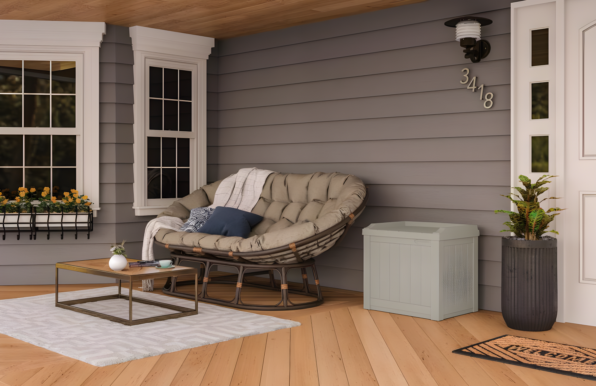 Suncast Suncast 22 Gallon Water Resistant Deck Box with Storage Seat