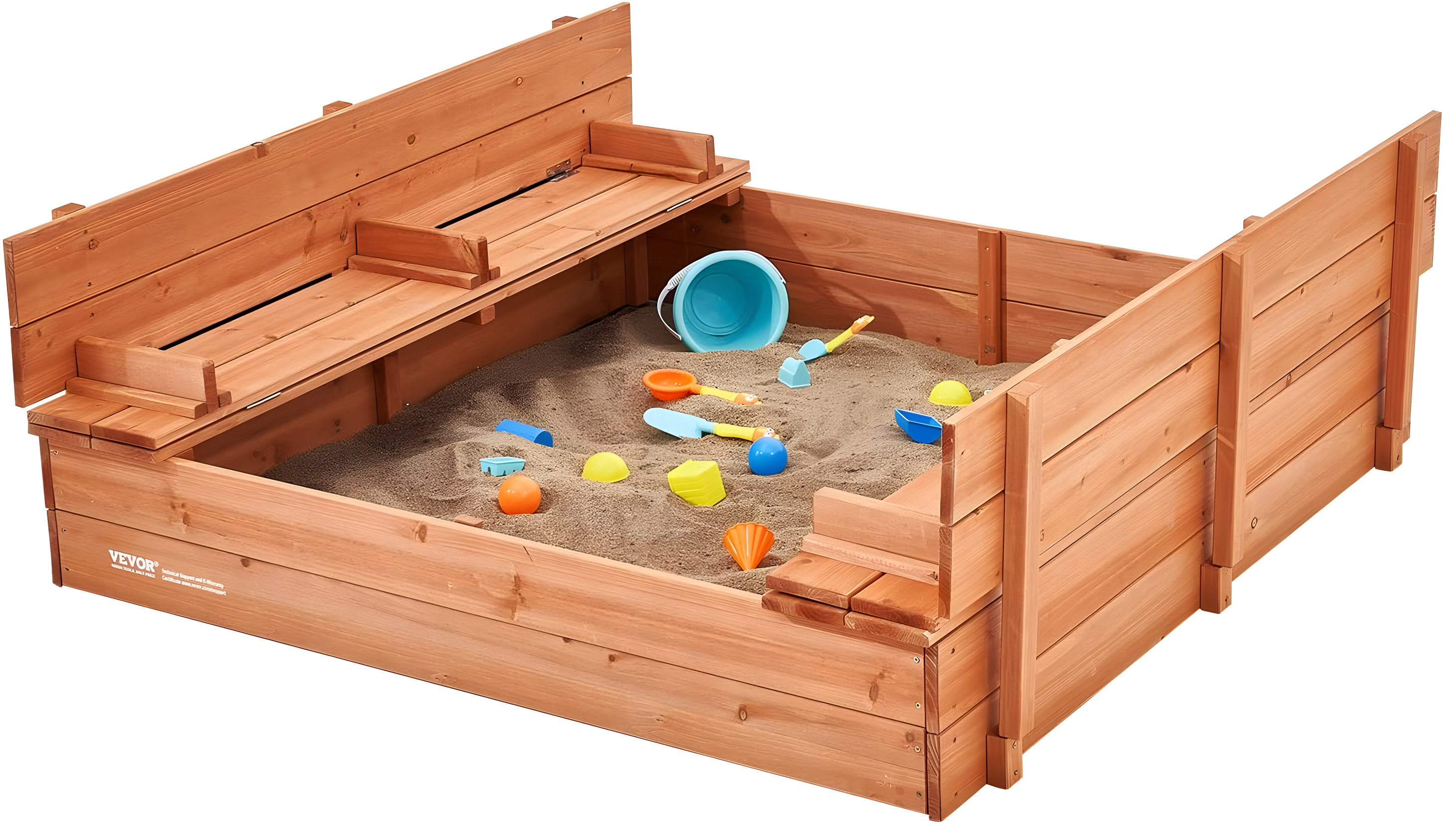 VEVOR 52.4-in x 47.2-in Brown Square Wood Sandbox