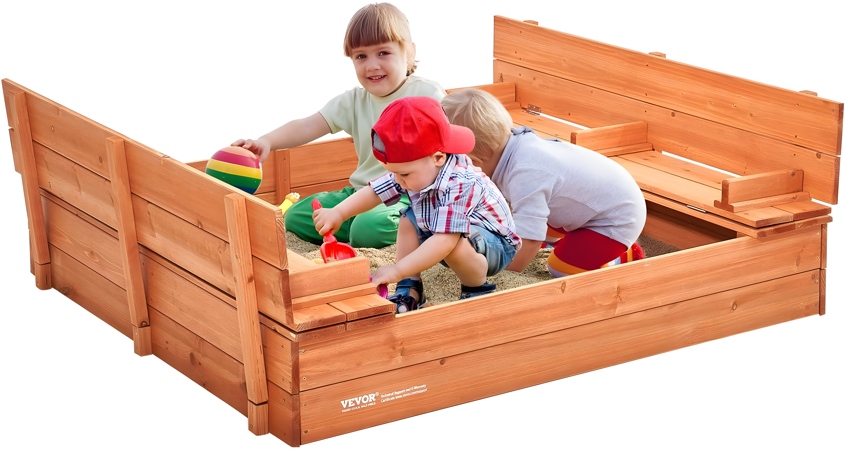 VEVOR 52.4-in x 47.2-in Brown Square Wood Sandbox