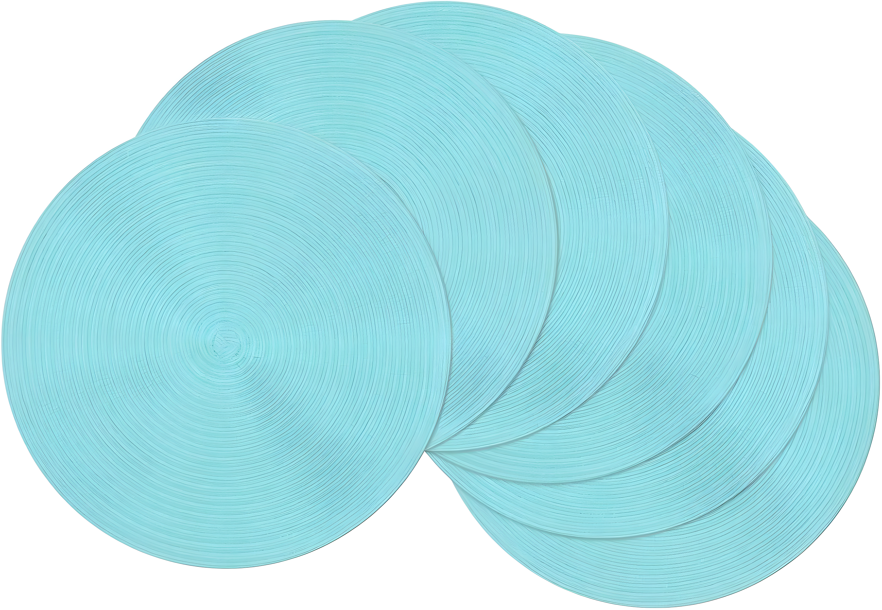 Aqua Woven Round Placemats Set of 6, 14.75"