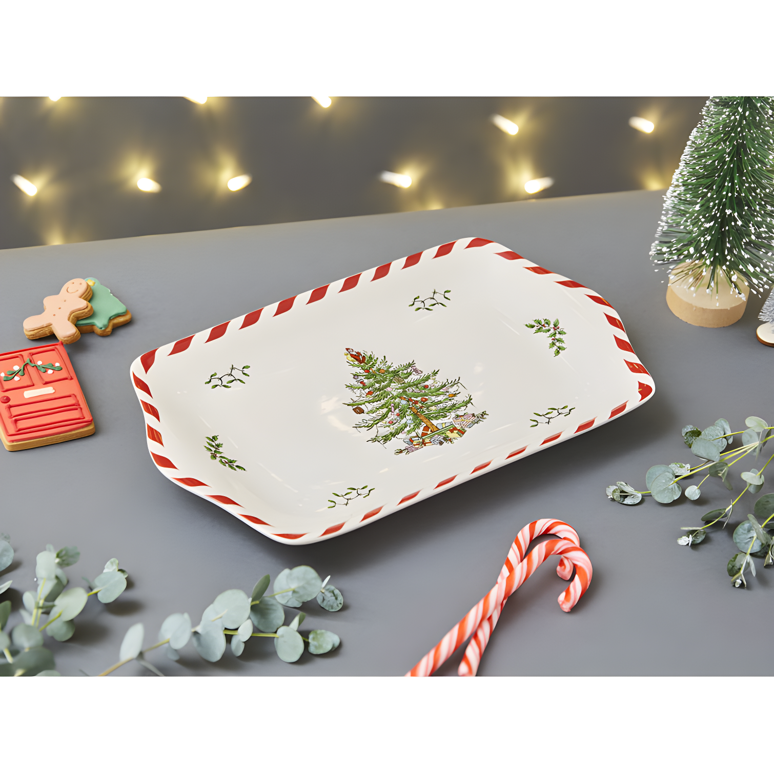 Spode Christmas Tree Peppermint Dessert Tray