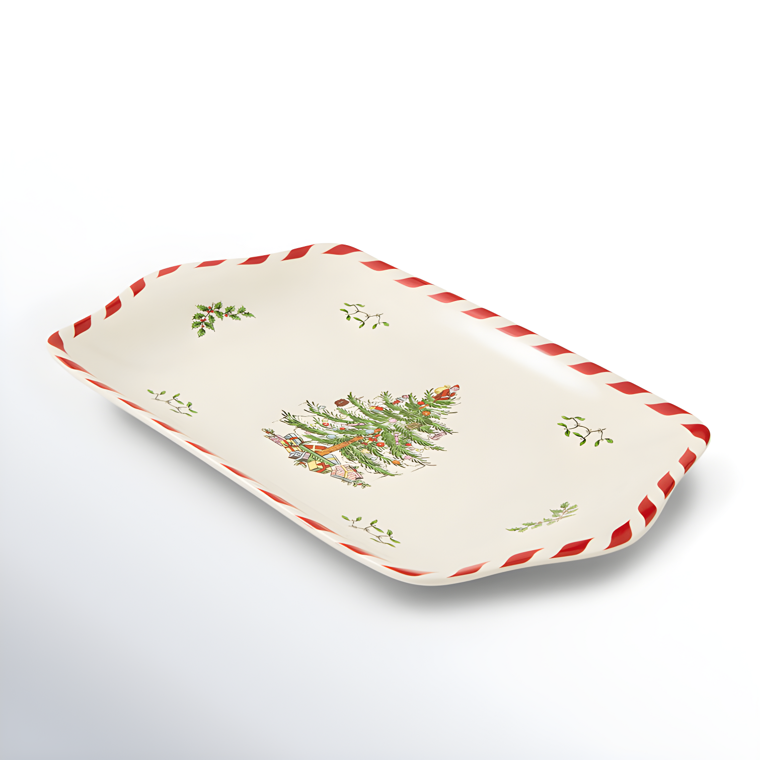 Spode Christmas Tree Peppermint Dessert Tray
