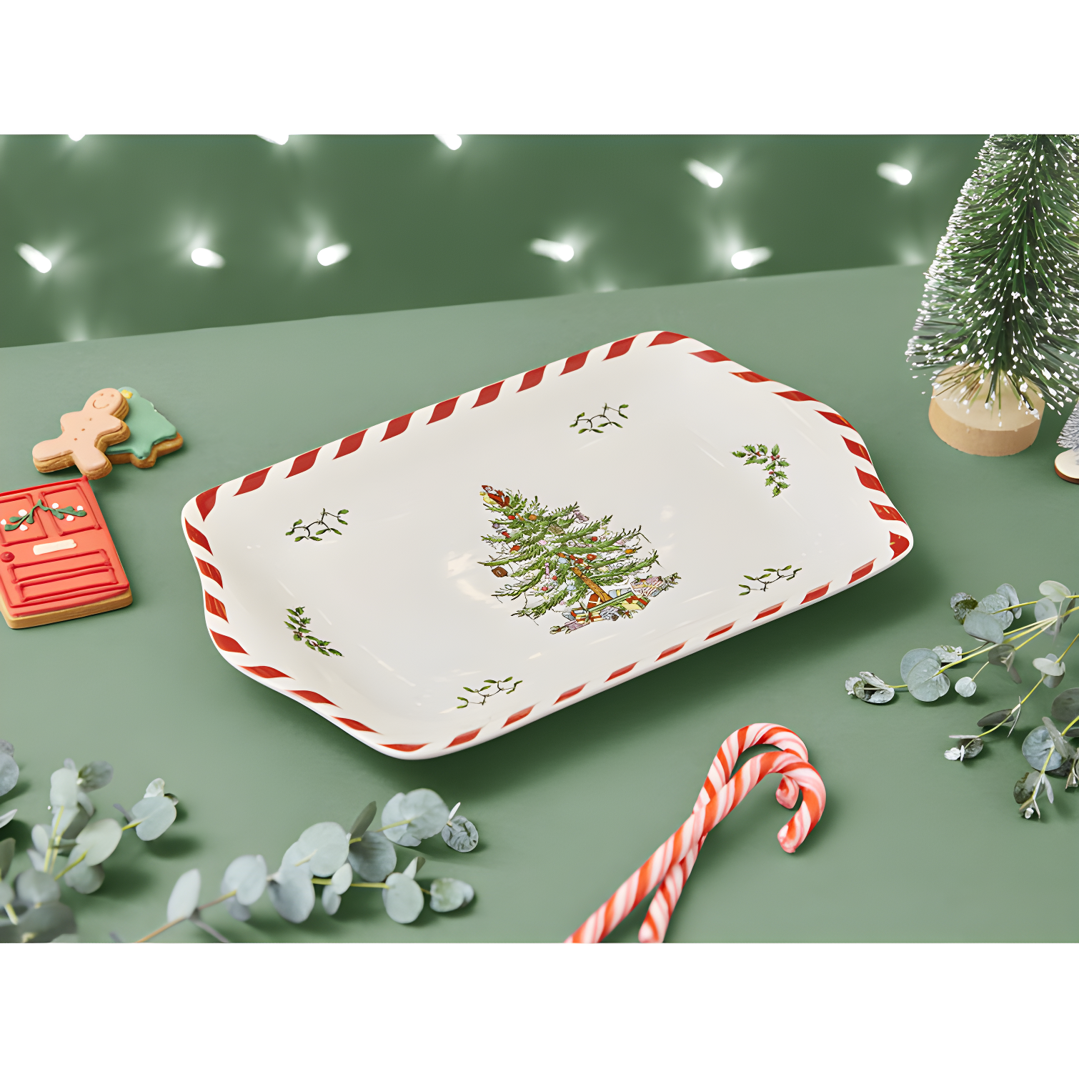 Spode Christmas Tree Peppermint Dessert Tray