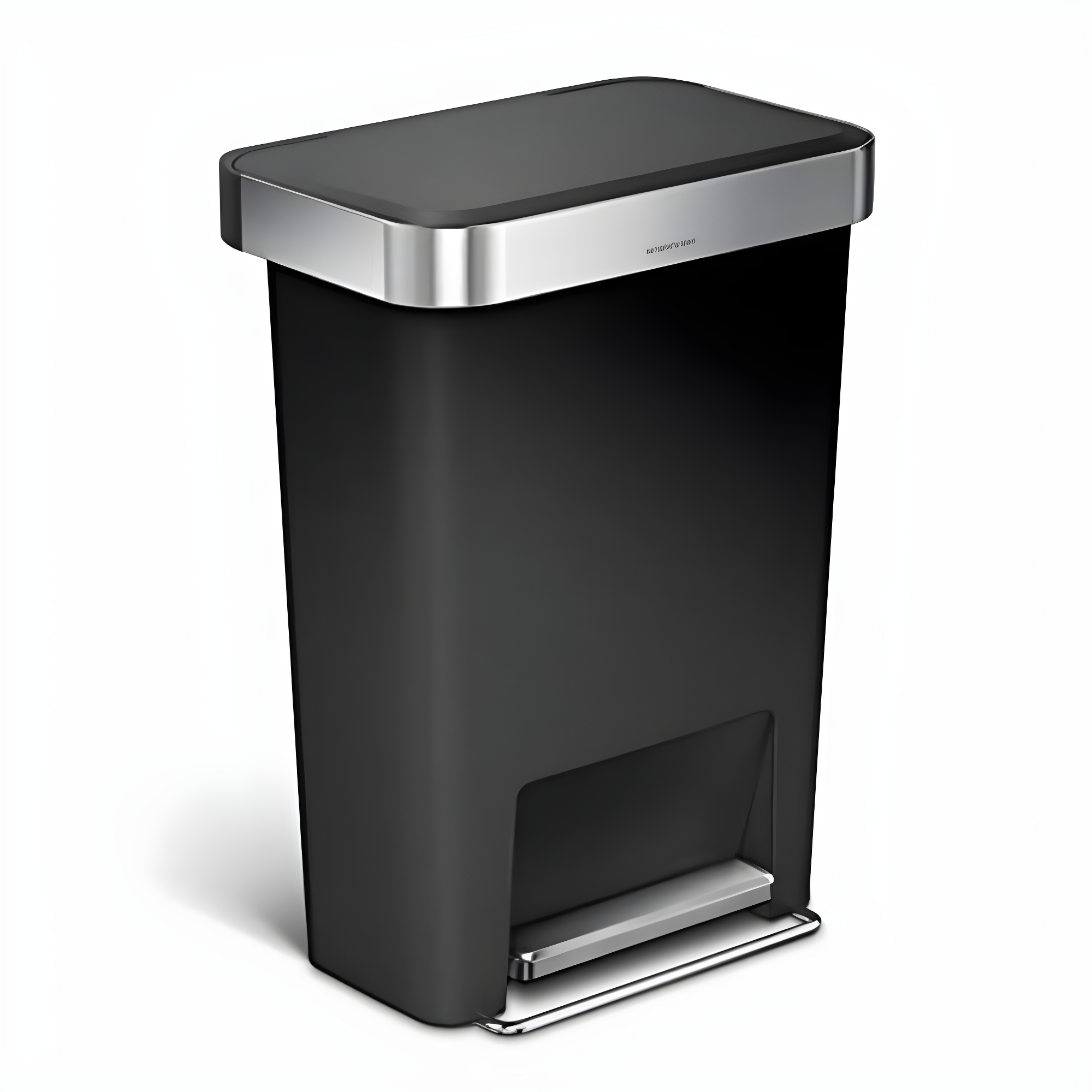 Simplehuman 45 Liter Rectangular Kitchen Trash Can with Liner Pocket, Black Plastic