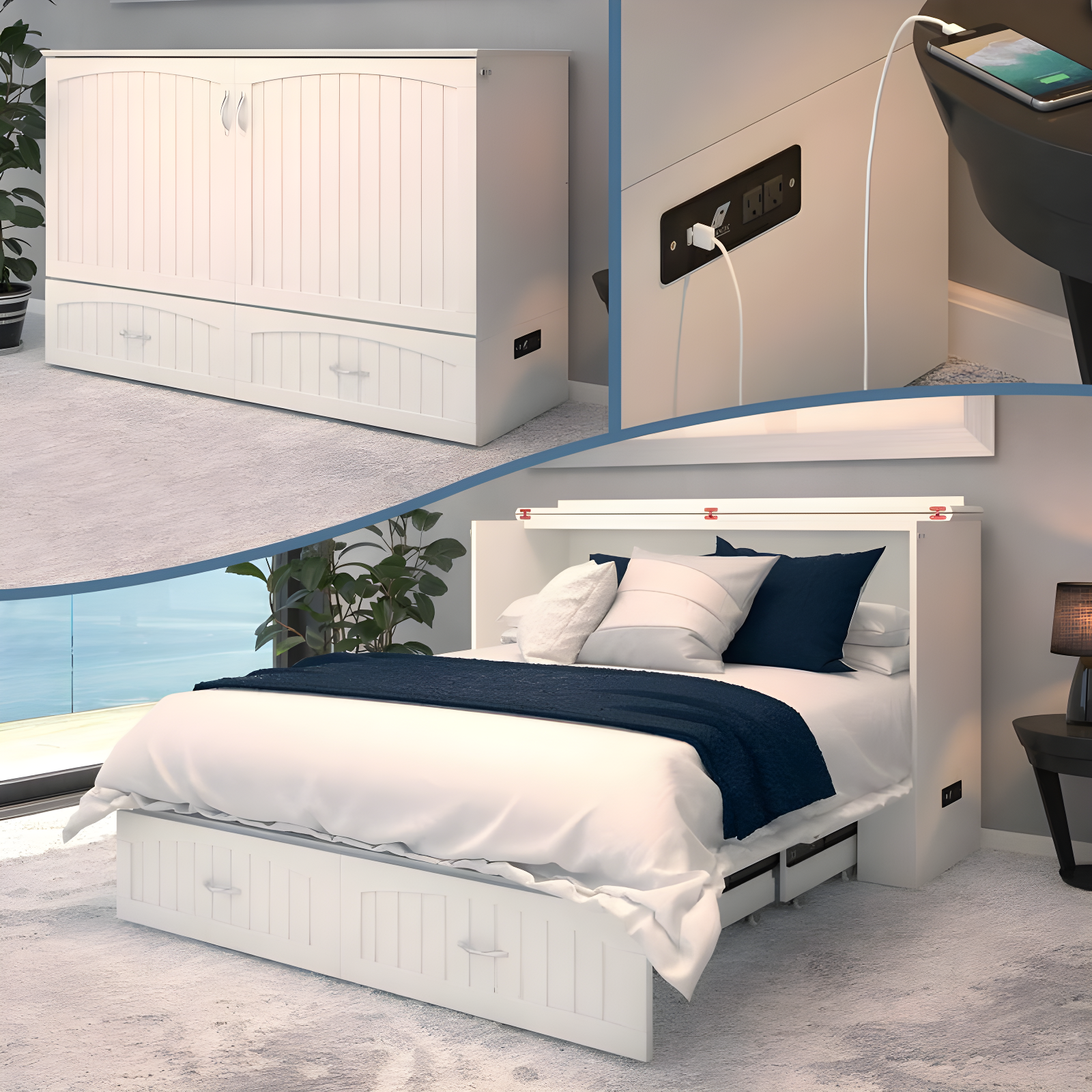 Southampton Murphy Bed Chest with USB Turbo Charger - AFI
