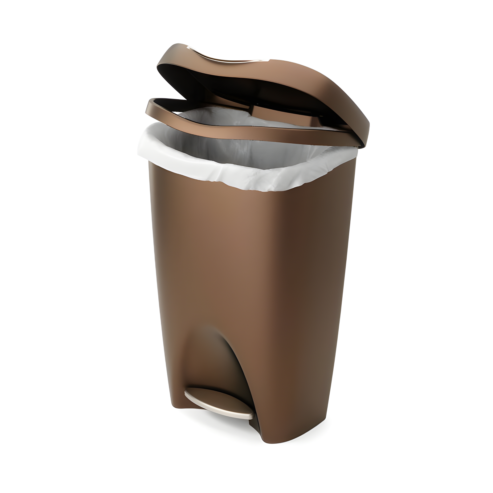 Umbra 13gal Brim Step Trash Can Bronze: Polypropylene, Indoor, Kitchen, 50 Quart, Brown, 25.5" Depth, 16.4" Width
